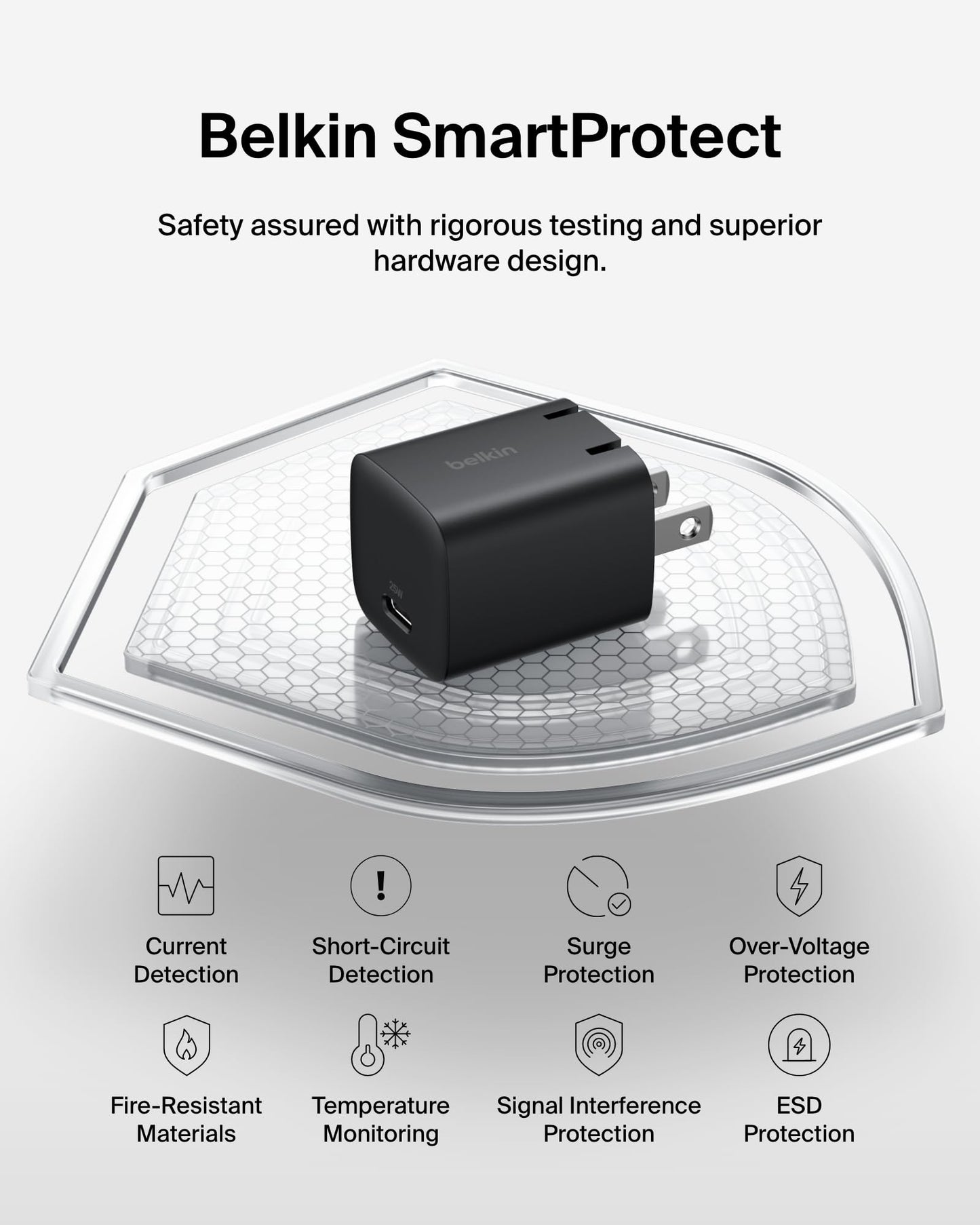 Belkin USB C Charger Block 25W - PD3.0 PPS Super Fast Charging - Samsung Galaxy S26, S25, Apple iPhone 17, Air, Pro, Pro Max, AirPods, Apple Watch