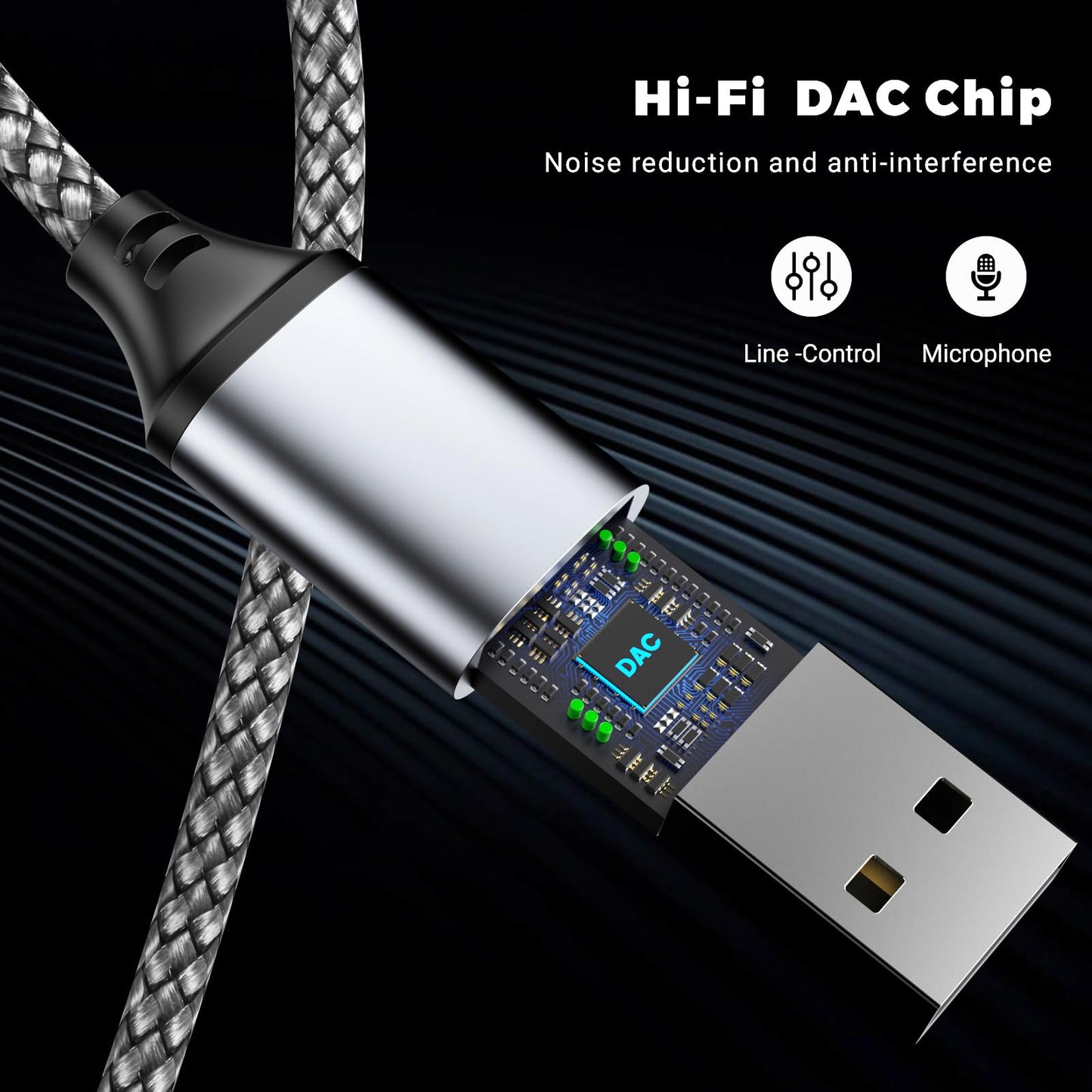 2Pack USB to 3.5mm Jack Audio Adapter, USB to Audio Aux Cable External Stereo Sound Card, USB-A to 3.5mm TRRS Female Headset