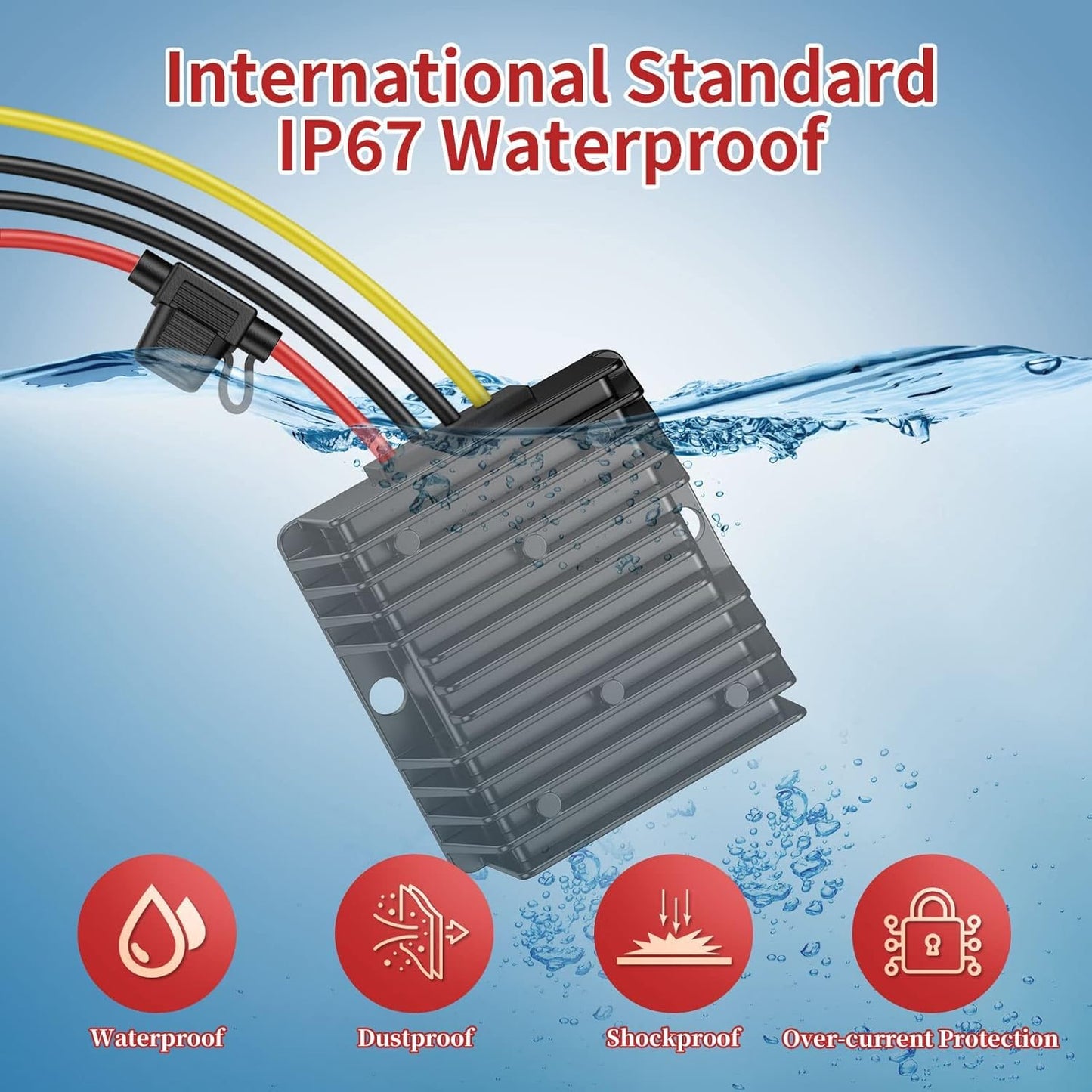 24V to 12V Converter 20A 240W with Fuse Waterproof and Wire Terminal Block, Step Down 20V to 12V, Safe for Golf Cart Truck Vehicle Boat Solar System…