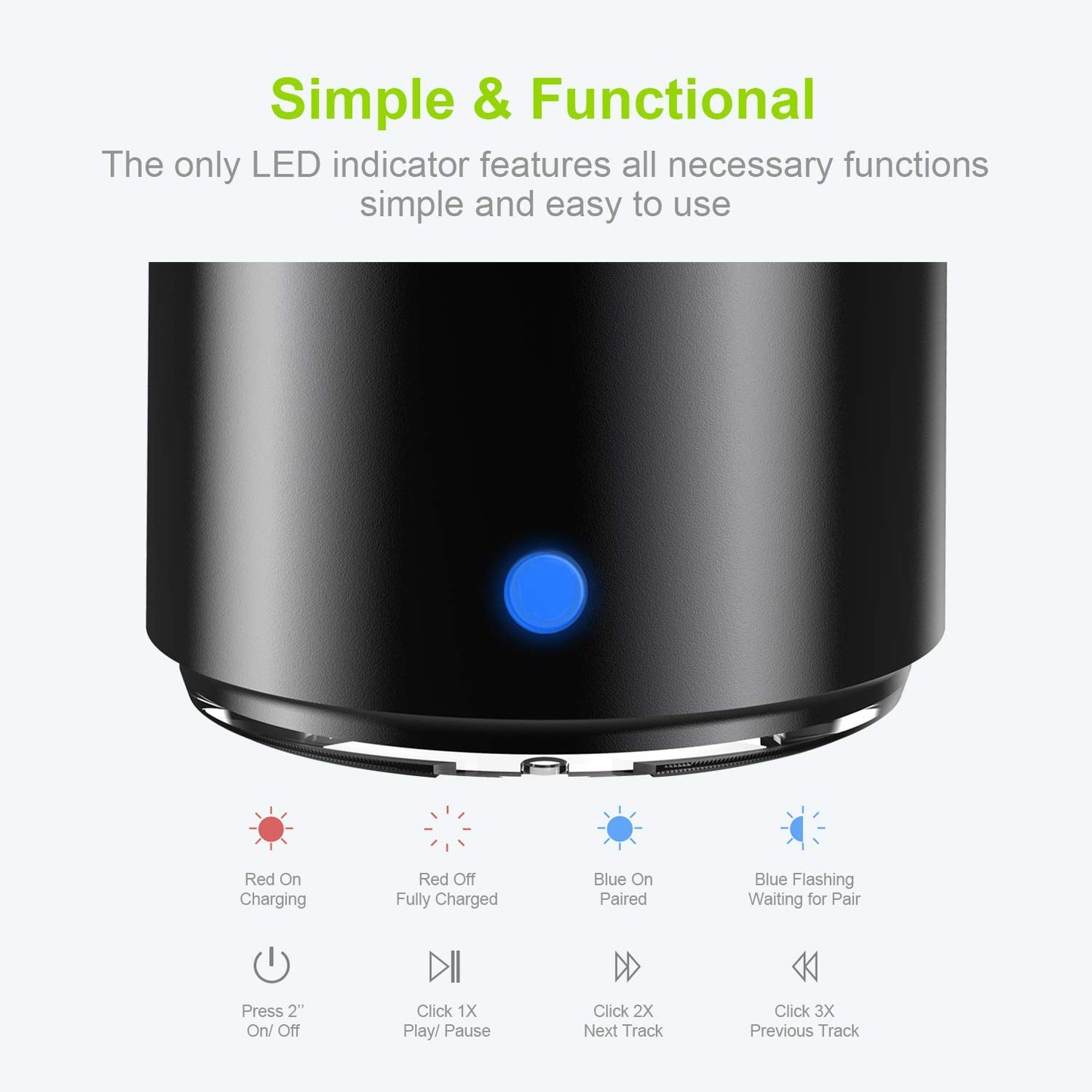 EWA Travel Case Packed, A106 Pro Portable Bluetooth Speaker with Custom Bass Radiator, Brief Design, IP67 Waterproof, Perfect Mini Speaker for Shower