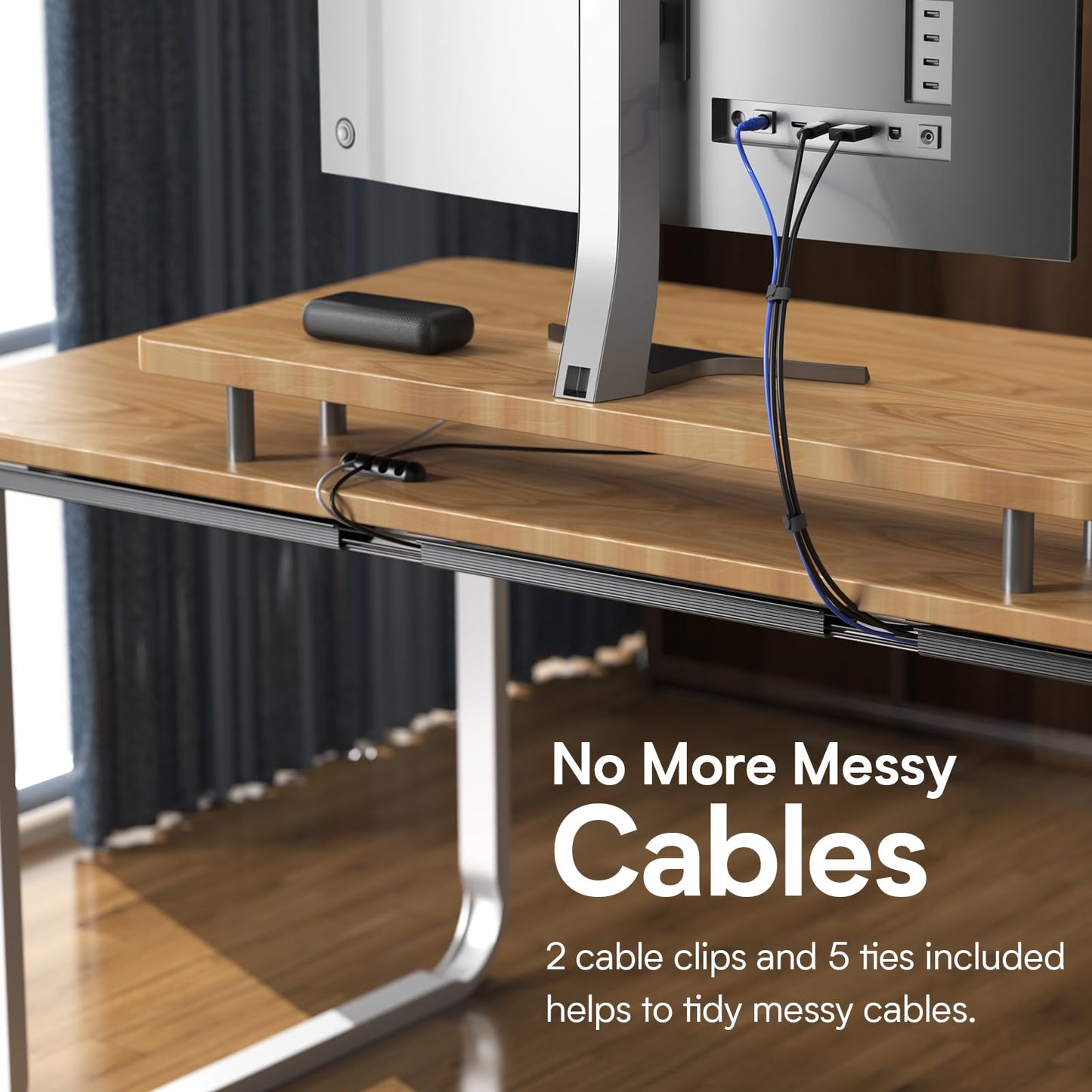 Delamu 4 Pack Cord Organizers for Desks, 62.8in Cable Organizer Cable Management Under Desk, Self Adhesive Wire Management Raceway, Desk Organizers