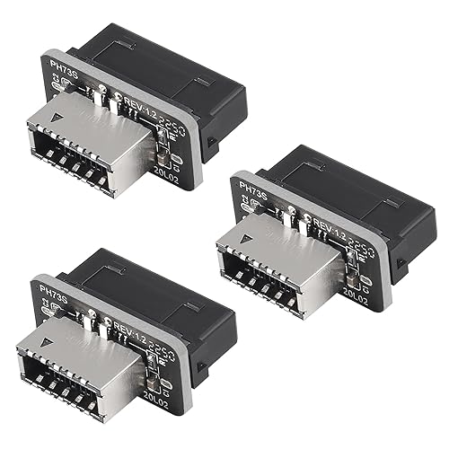 XIITIA 3pcs Vertical USB C Header Adapter, USB Front Panel Adapter, USB 3.1 Key-A Type-E to USB 3.0 20Pin Header Converter for Type C Motherboard