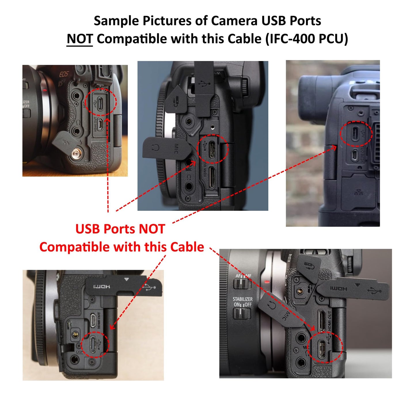 USB File Data Transfer Cable with USB-C Adapter for Select Canon PowerShot, EOS Rebel EOS & Vixia, Compatible with iPhone 15, Android, PC & Mac (See