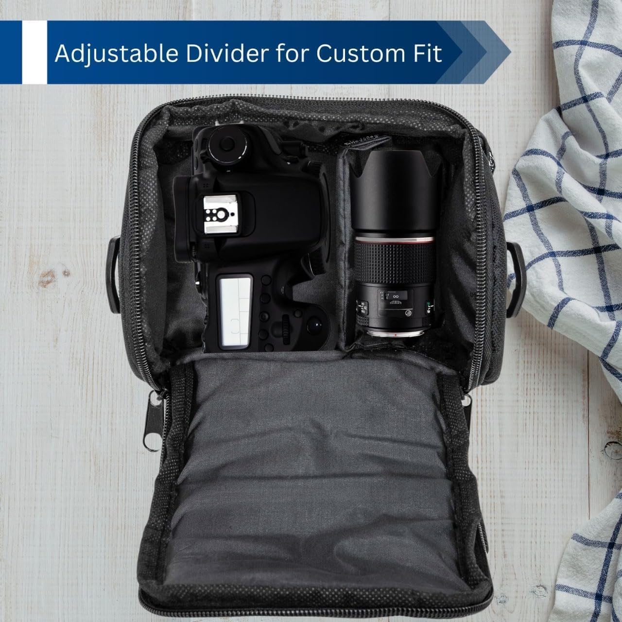 eCostConnection Small Padded Camera Bag with Shoulder Strap - Compact DSLR & Mirrorless Camera Carrying Case, Lightweight Protective Crossbody Case