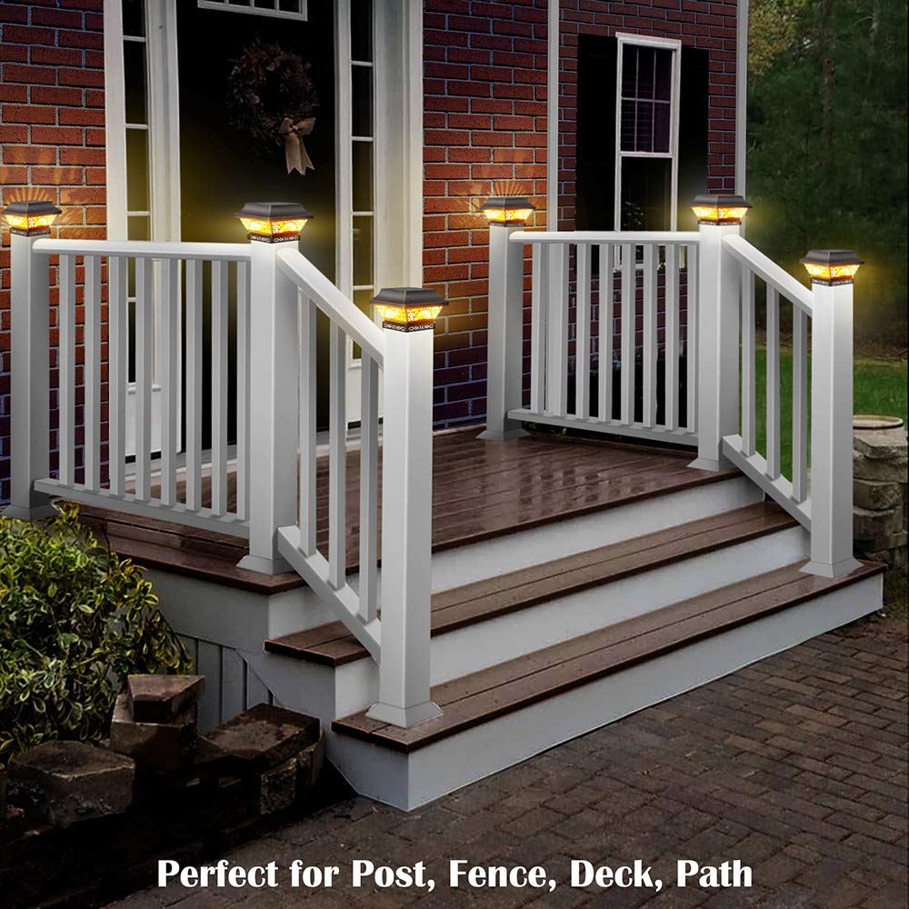 DenicMic Solar Post Cap Lights Outdoor Waterproof Metal 25 Lumen LED 2 Pack