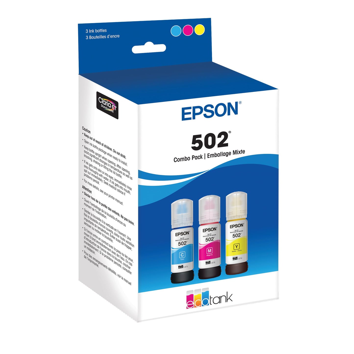 EPSON 502 EcoTank Ink Ultra-high Capacity Bottle Color Combo Pack Works with ET-2750, 2760, 2850, 3750, 3760, 3850, 4850, and other select models