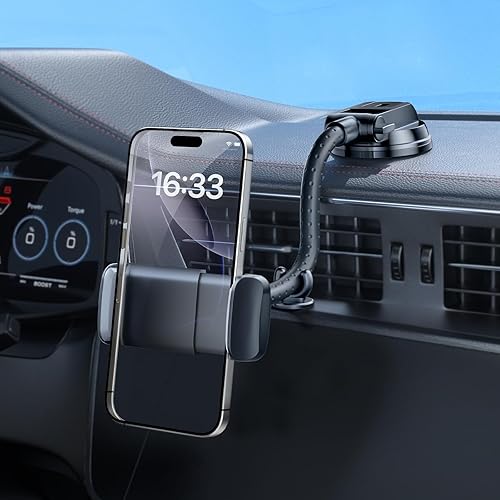OATSBASF Gooseneck Phone Mount for Car, 360° Rotation Car Phone Holder Mount Dashboard Windshield Strong Suction Cup Cell Phone Holder Car Truck