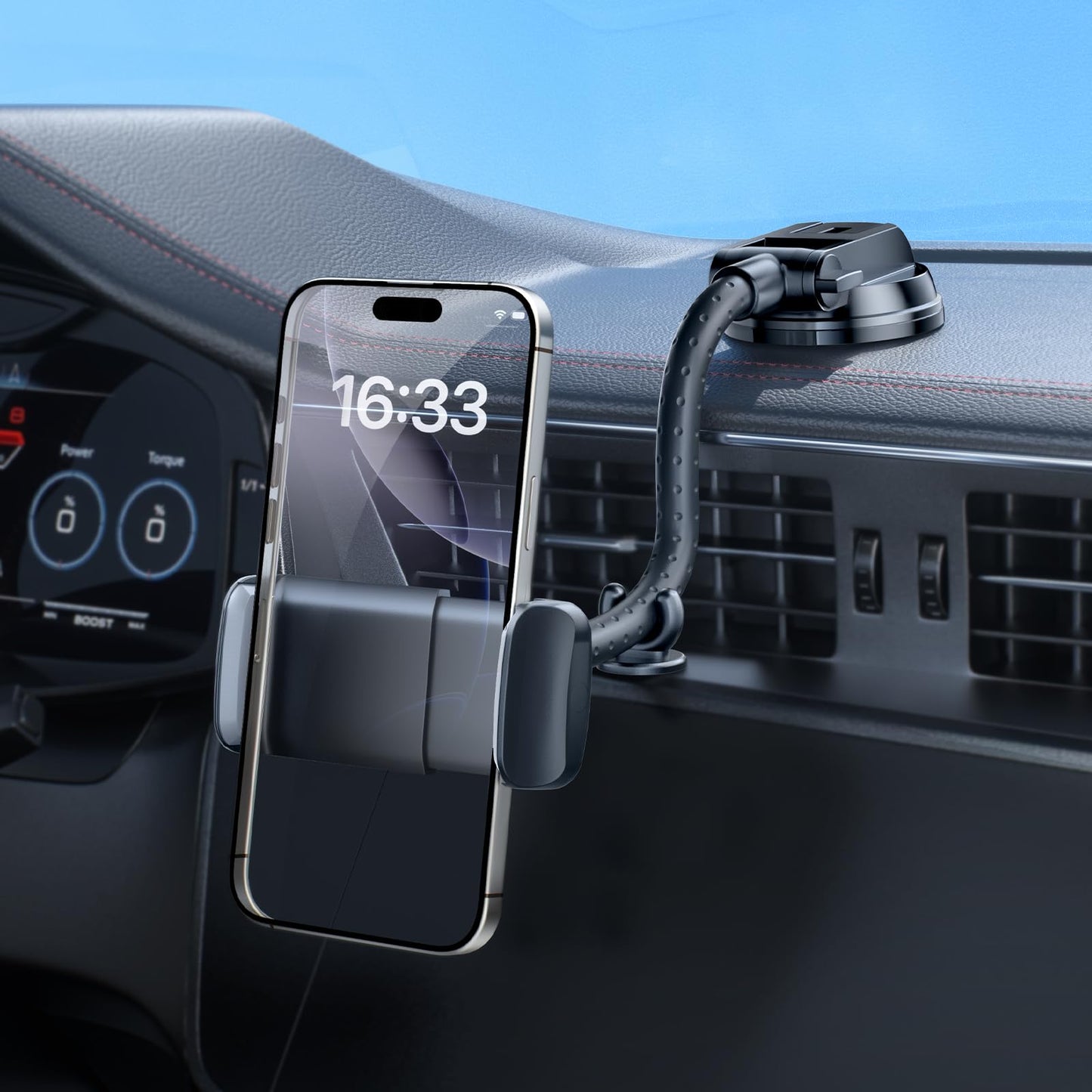 OATSBASF Gooseneck Phone Mount for Car, 360° Rotation Car Phone Holder Mount Dashboard Windshield Strong Suction Cup Cell Phone Holder Car Truck