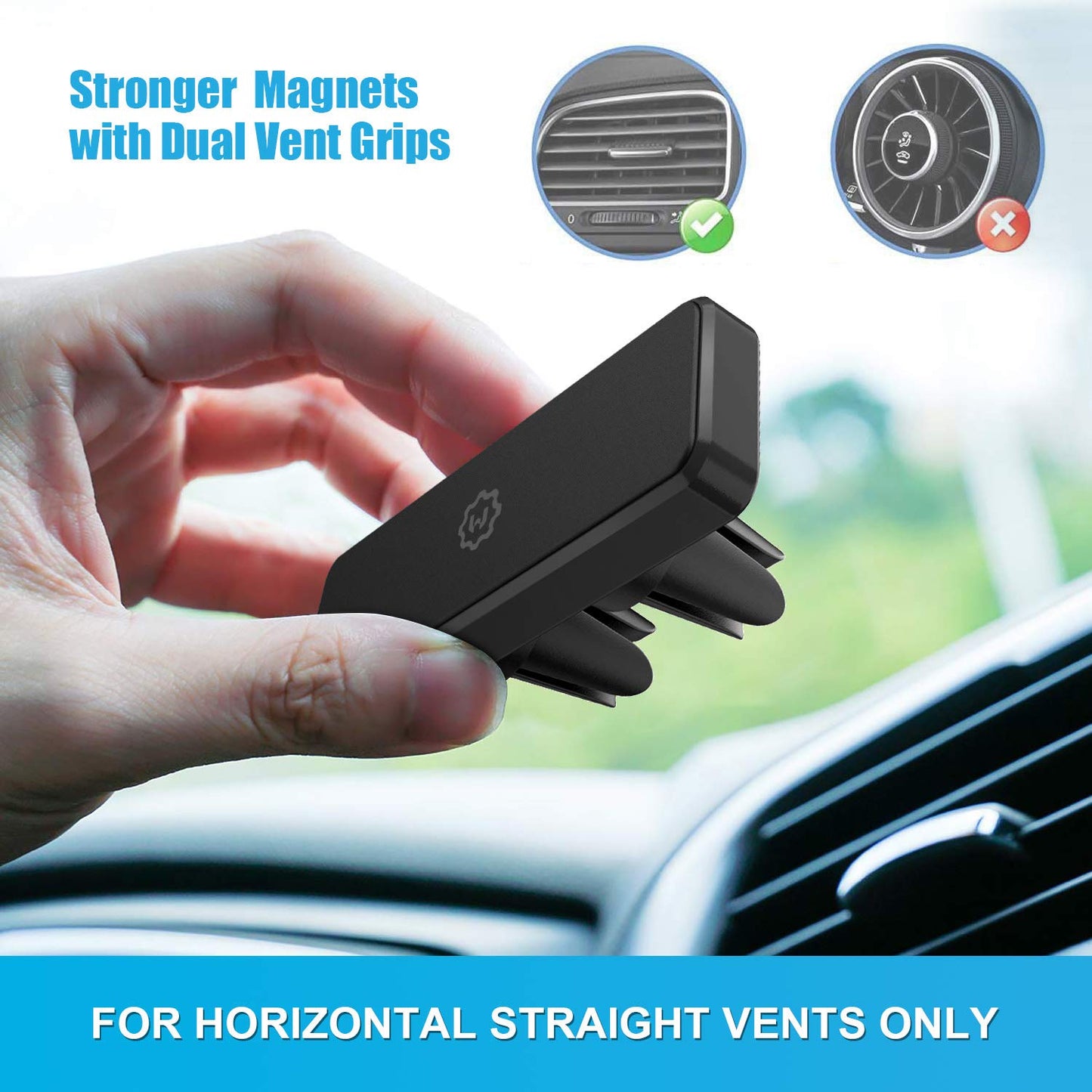 WixGear Magnetic Mount, Universal Air Vent Magnetic Phone Holder for Car, for Cell Phones and Mini Tablets,with Double Prongs and Extra Strong with 8