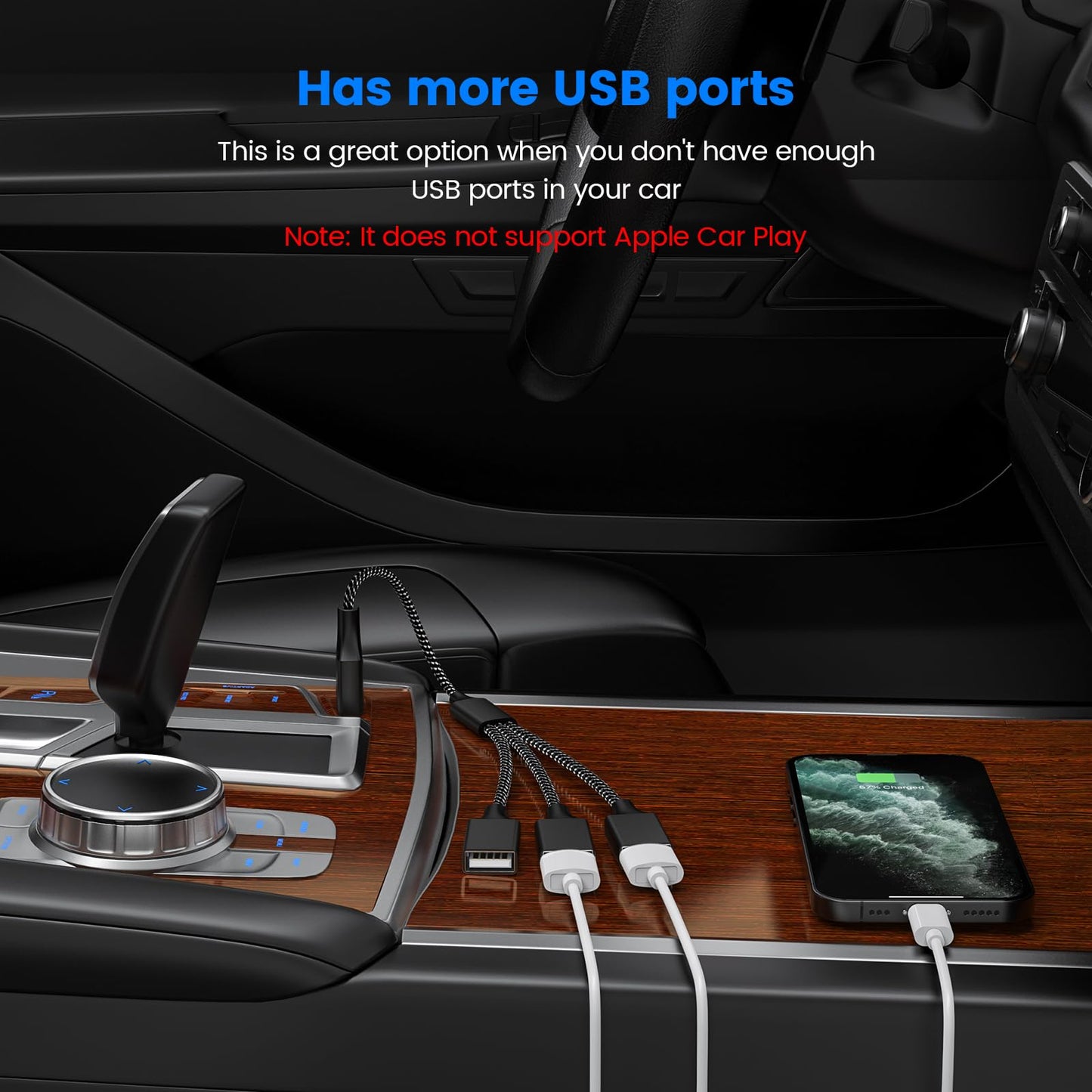 MOGOOD USB Splitter Cable, 1 Male to 3 Female USB2.0 Adapter, USB Extension Cable for Charging/Data Transfer/Laptop/Mac