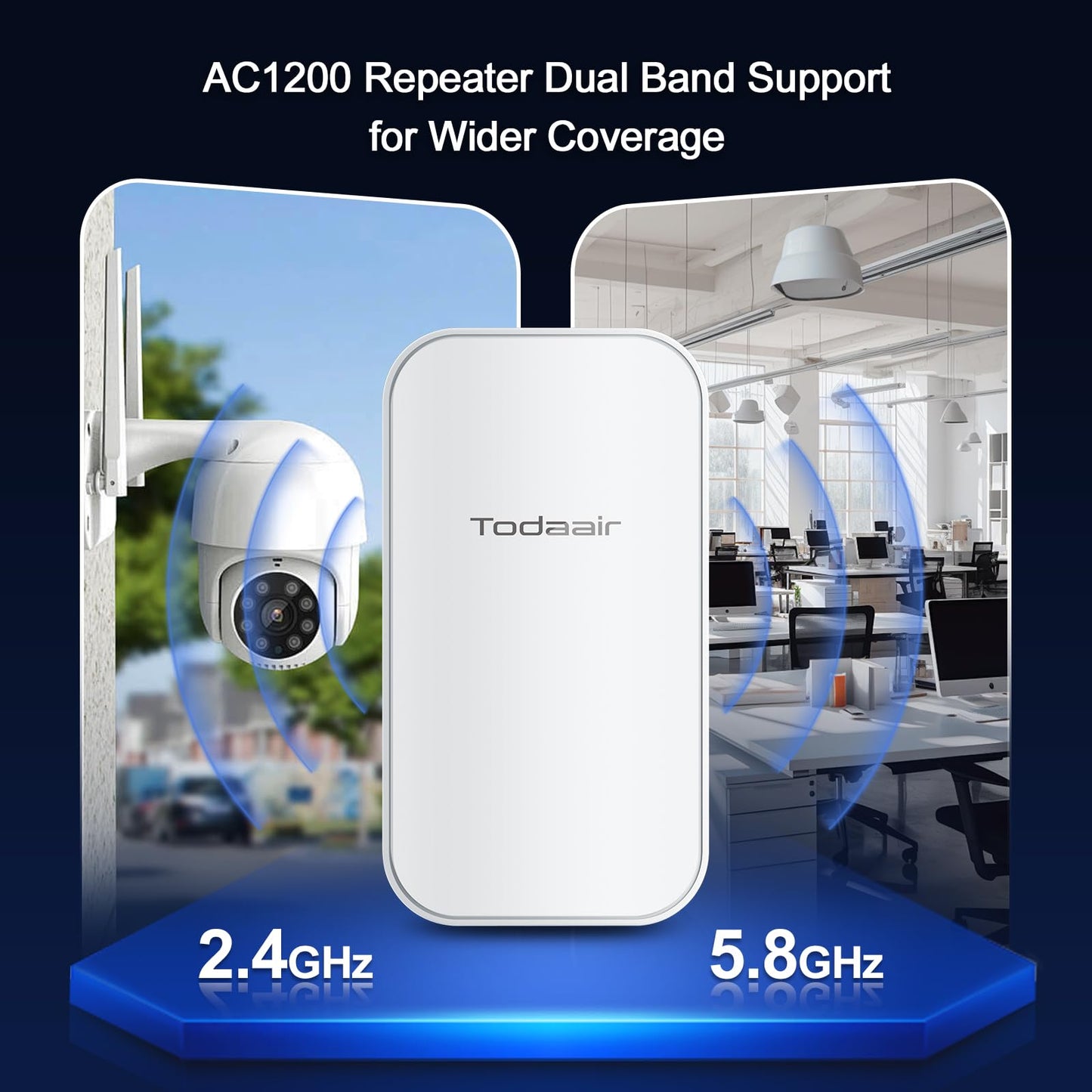 2025 Outdoor WiFi Extender?WiFi Booster | AI Watchdog | Repeater&AP Mode?IP65 Weatherproof | Up to 1200Mbps Dual Band WiFi Repeater