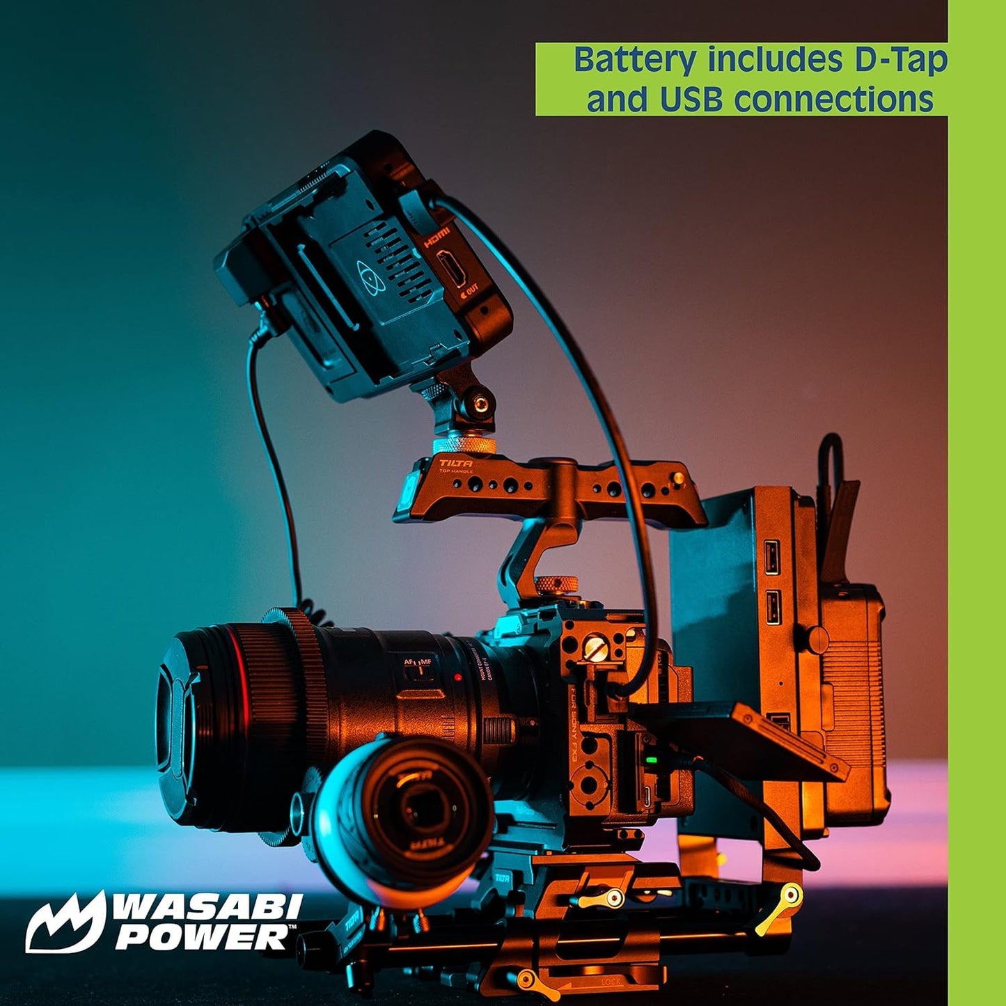 Wasabi Power V Mount/V Lock Mini Series Battery (99Wh, 14.4V, 6900mAh) Rechargeable Li-ion Battery for Broadcast Video Camcorder, Compatible with Sony