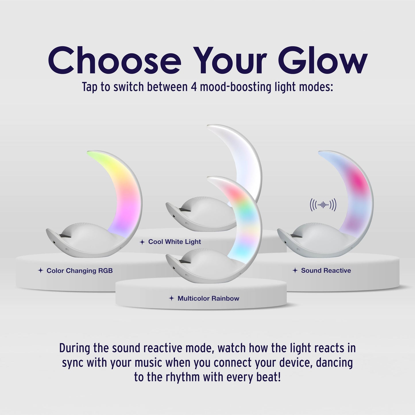 InnoVibe Moon Shape Bluetooth Speaker with Night Light, Portable Wireless Speaker with Dimmable LED, Phone Holder & Type-C Charging, Tech Gadgets