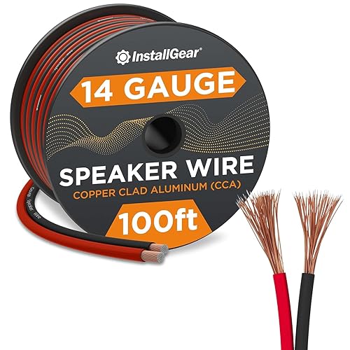 InstallGear 14 Gauge Speaker Wire - Red/Black 100ft Speaker Wire for Car, Home Theater, Stereo, Radio, Surround Sound Systems - 14 Gauge 100 ft