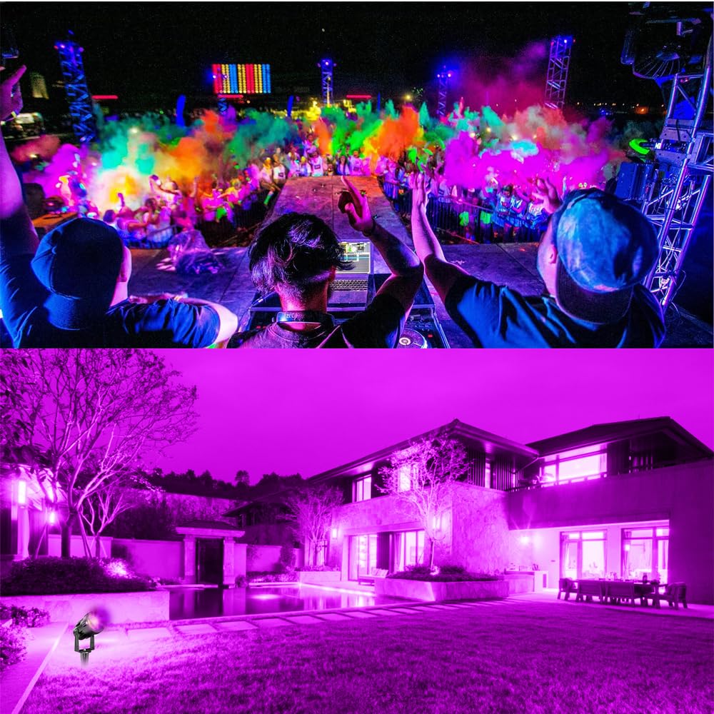 Landscape Lights Outdoor: Black Light Halloween LED Landscape Lighting for Tree Garden Yard Pathway Body Paint Fluorescent Poster | 110V UV Blacklight