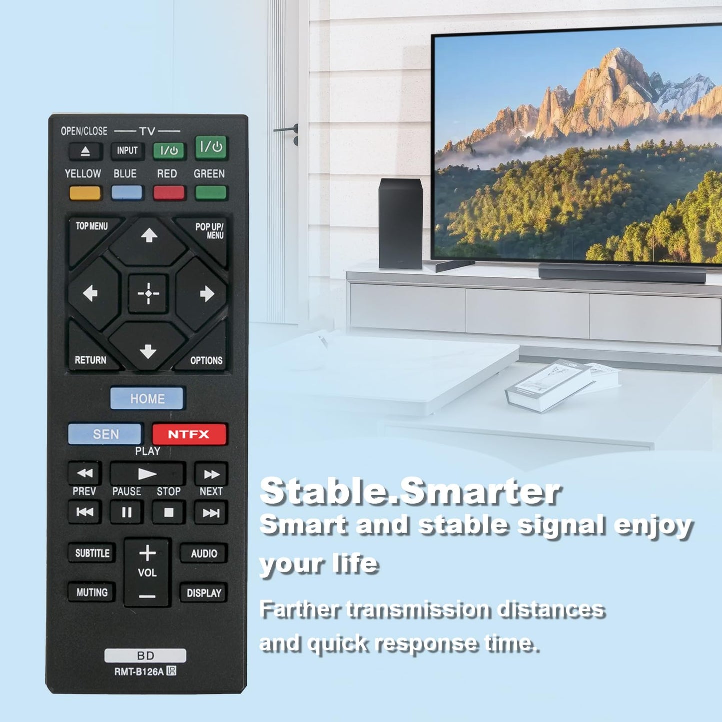 RMT-B126A Replace Remote Fit for Sony Blu-ray Disc DVD Player BDP-BX120 BDP-BX320 BDP-BX520 BDP-S1200 BDP-S2200 BDP-S3200 RMT-VB200U RMT-VB100U