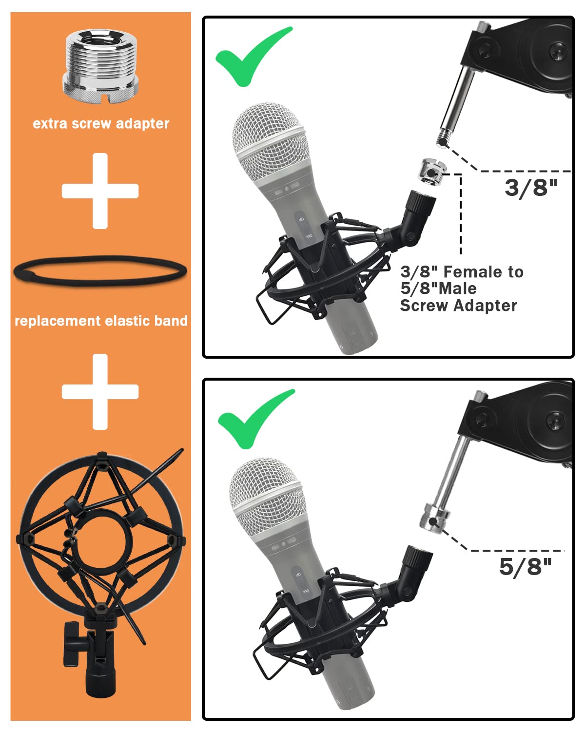Microphone Shock Mount Mic Holder For Samson Q2U SM58 ATR2100-USB Behringer Xm8500, Mic Clip Holder Mount for Diameter 28mm-32mm Dynamic Microphone