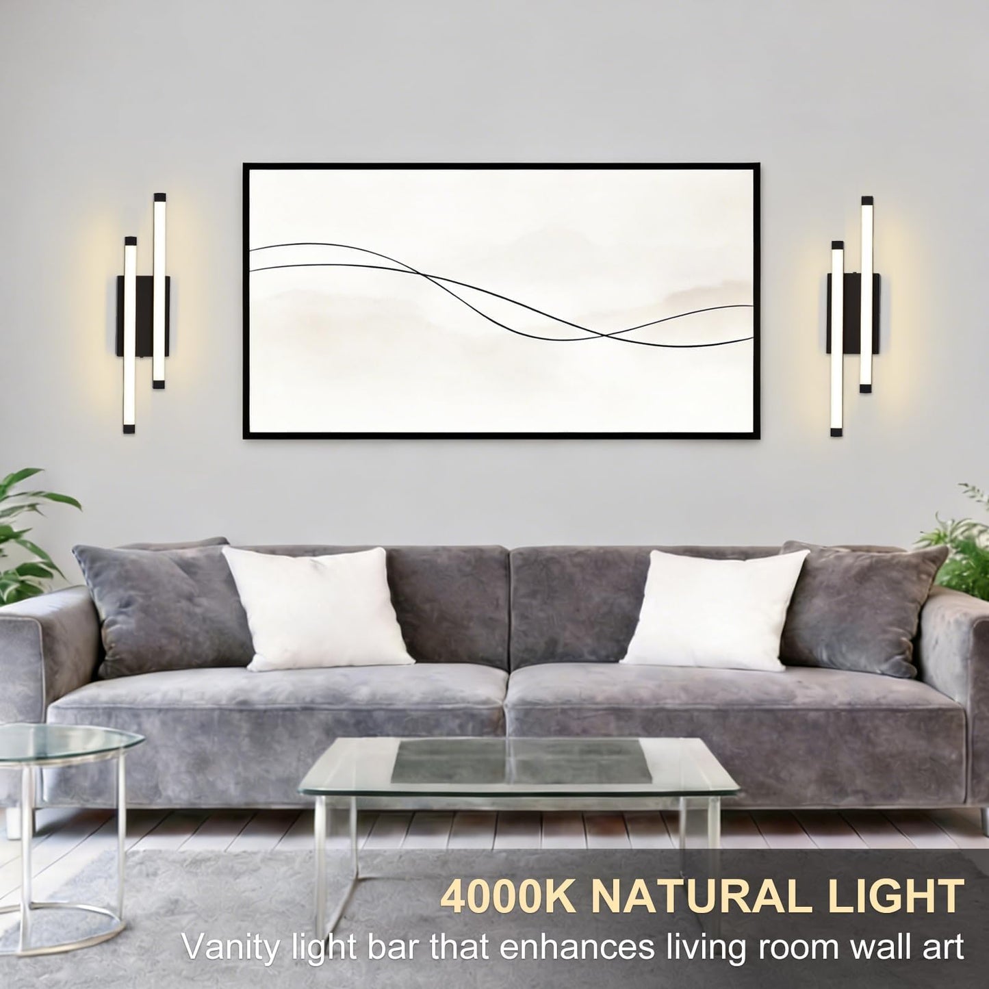 Bathroom Vanity Light Bar, 24 Inch Modern Black LED Vanity Light, 18W 3 CCT 3000K 4000K 6000K Dimmable Hardwired Bathroom Light Fixtures Over Mirror