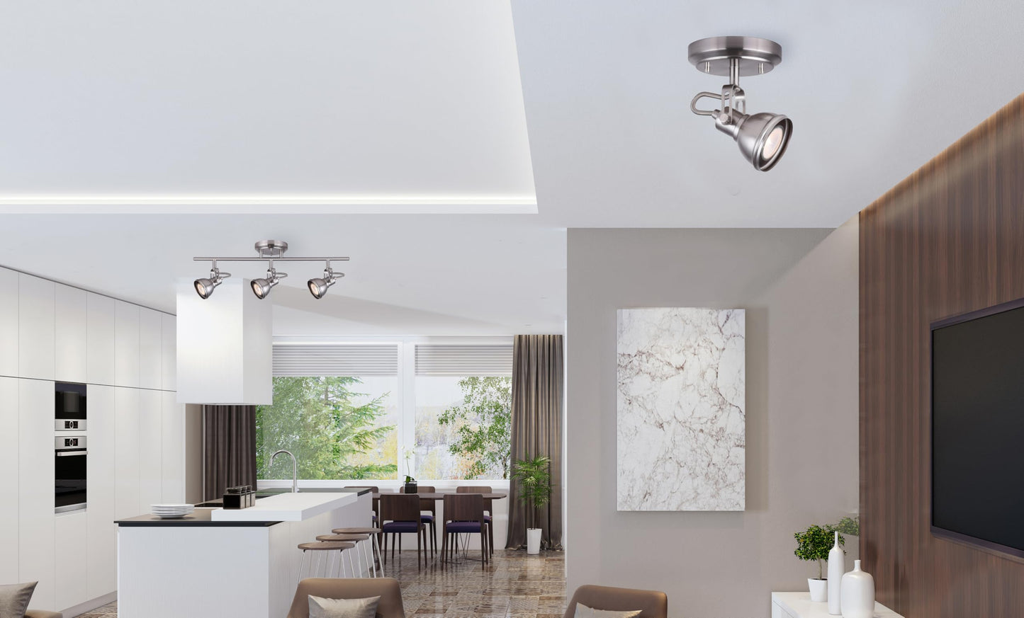 CANARM ICW622A01BN10 LTD Polo 1 Light Ceiling/Wall, Brushed Nickel with Adjustable Head