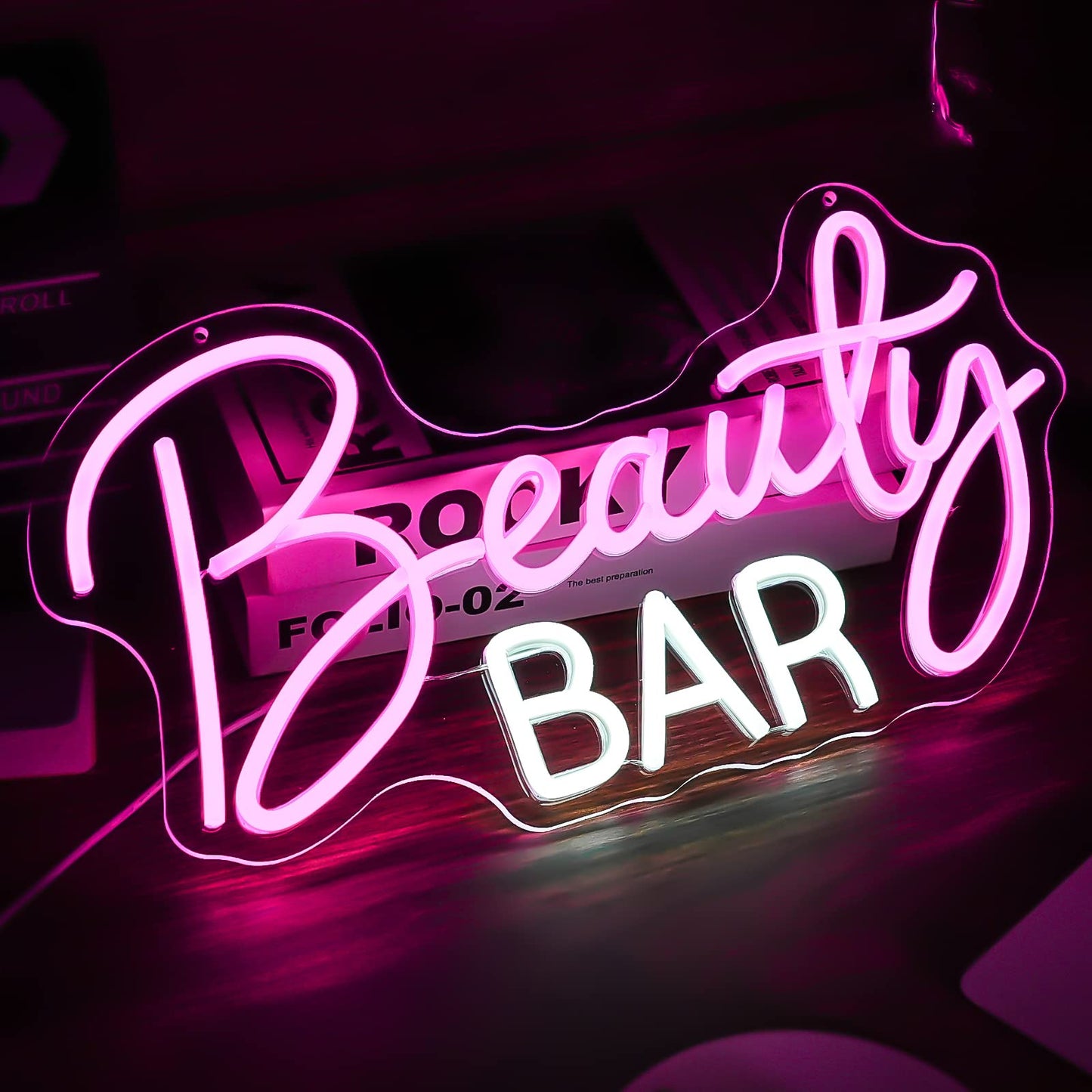 Noasktt Beauty Bar Neon Sign, Pink Light Up Neon Lights For Wall Decor, Girls Makeup Room Bedroom Decor - Energize Your Space With Magical