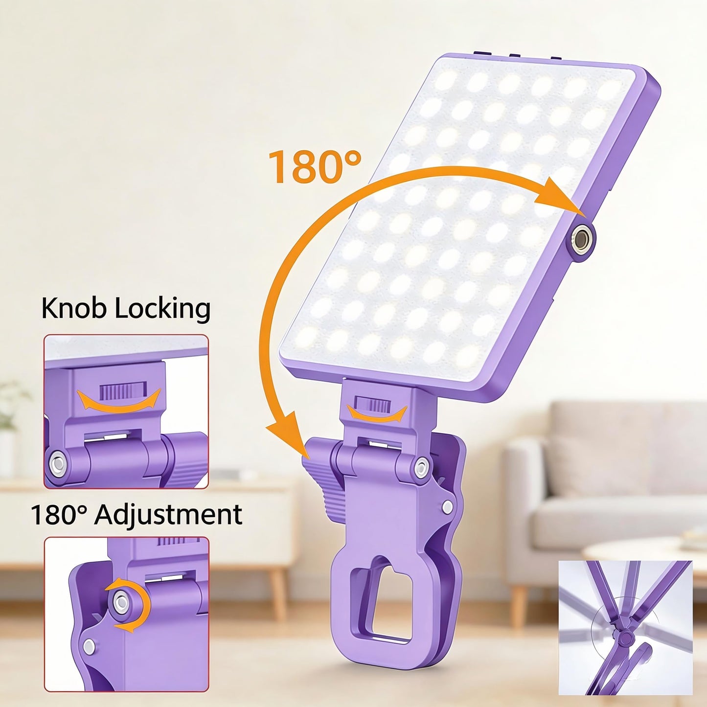 Selfie Light for iPhone-camera light for content creator -portable light-Clip on Light with 3 Mode&10 Brightness Levels, Ring Light for Phone