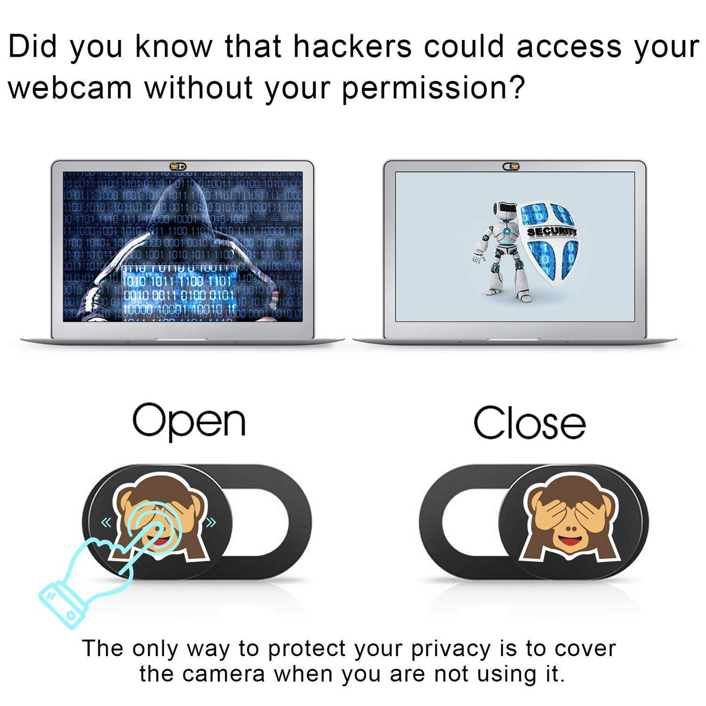SIREG Webcam Cover Slide Ultra Thin - Cute Monkey Web Camera Cover fits Laptop,Tablet, Computer, Smartphone,Protect Your Privacy and Security,Strong