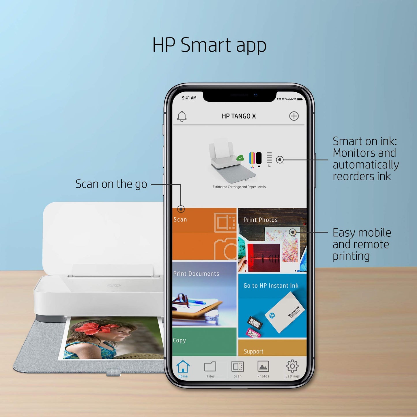 HP Tango X Smart Home Printer w/ Indigo Linen cover - All-in-One Inkjet Wireless Computer Mobile Printer, Scanner, Copier, Instant Ink Ready