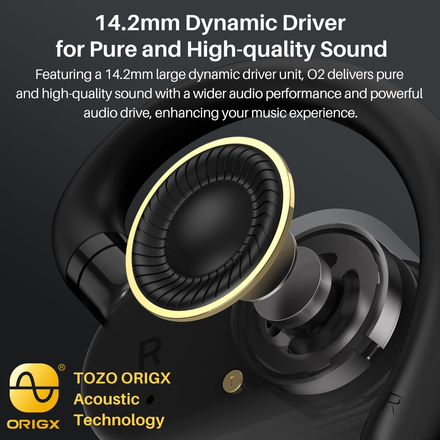 TOZO O2 True Open Ear Wireless Headphones Lightweight with Multi-Angle Adjustment, Bluetooth 5.3 Earbuds with Dual-Axis Design for Long-Lasting…