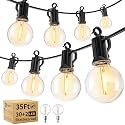 Brightown Outdoor String Lights - Waterproof Globe Patio Lights 35 Ft with 30 G40 Shatterproof LED Bulbs, Connectable Commercial Hanging Light