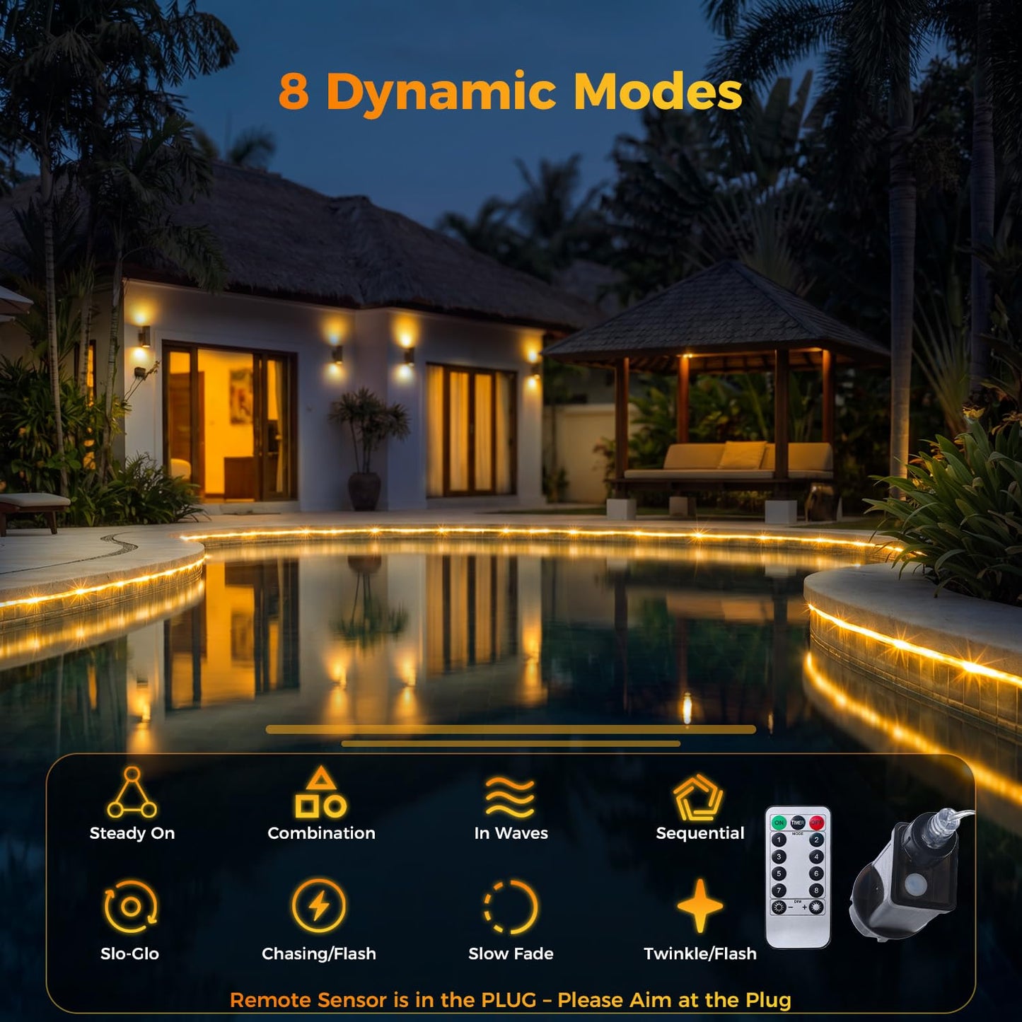 WEGRASY Connectable 50ft Rope Lights Plug in, 300LED Rope Lights IP65 Waterproof Tube Lights with 8 Modes Remote Timer for Outdoor Indoor Patio