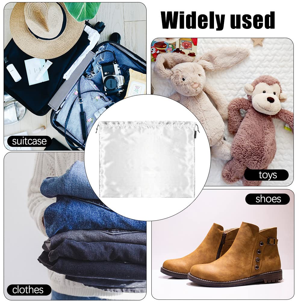 6-Pack Silk Dust Bags for Handbags – Drawstring Storage Pouches for Purses, Shoes & Boots, Travel Dustproof Bags 19.6×15.7 in, White