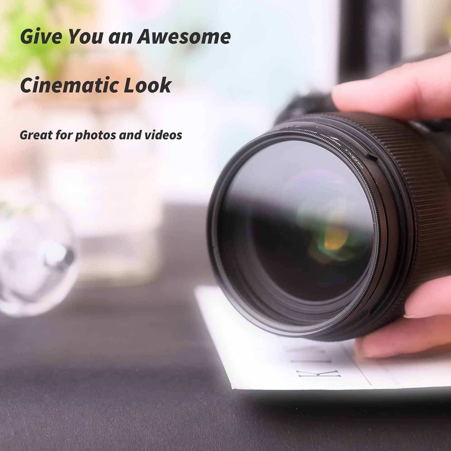 GREEN.L 58mm Black Pro Mist 1/4 Filter, Cinematic Effect Camera Filter for Portrait Photography/Video/Vlog