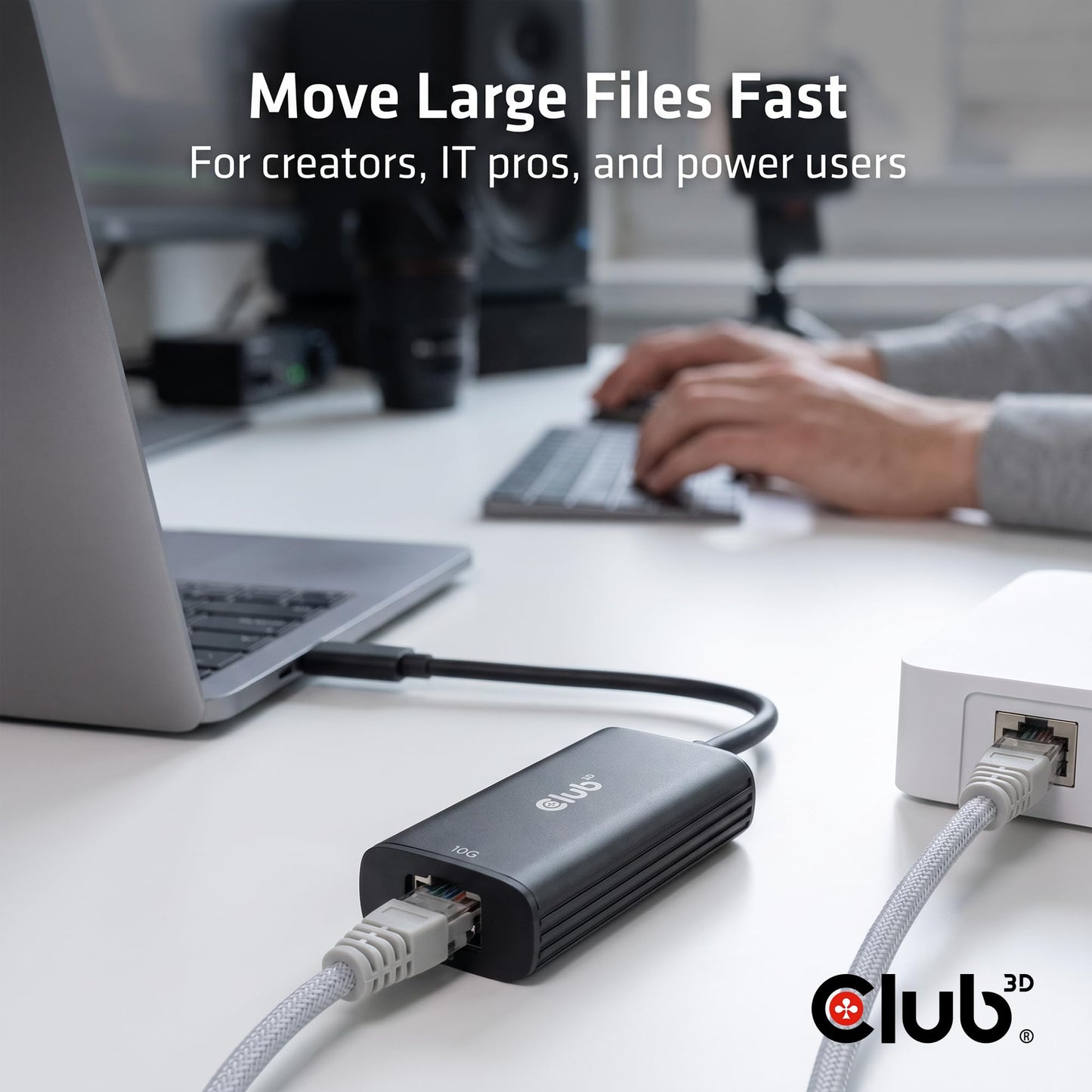 Club 3D CAC-2531 USB-C to RJ45 10G Ethernet Adapter M/F for Laptop