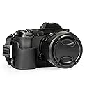 Mega Gear Genuine Leather Half Camera Case for Fujifilm X-S20 - Stylish and Protective Digital Photography Bag - Black
