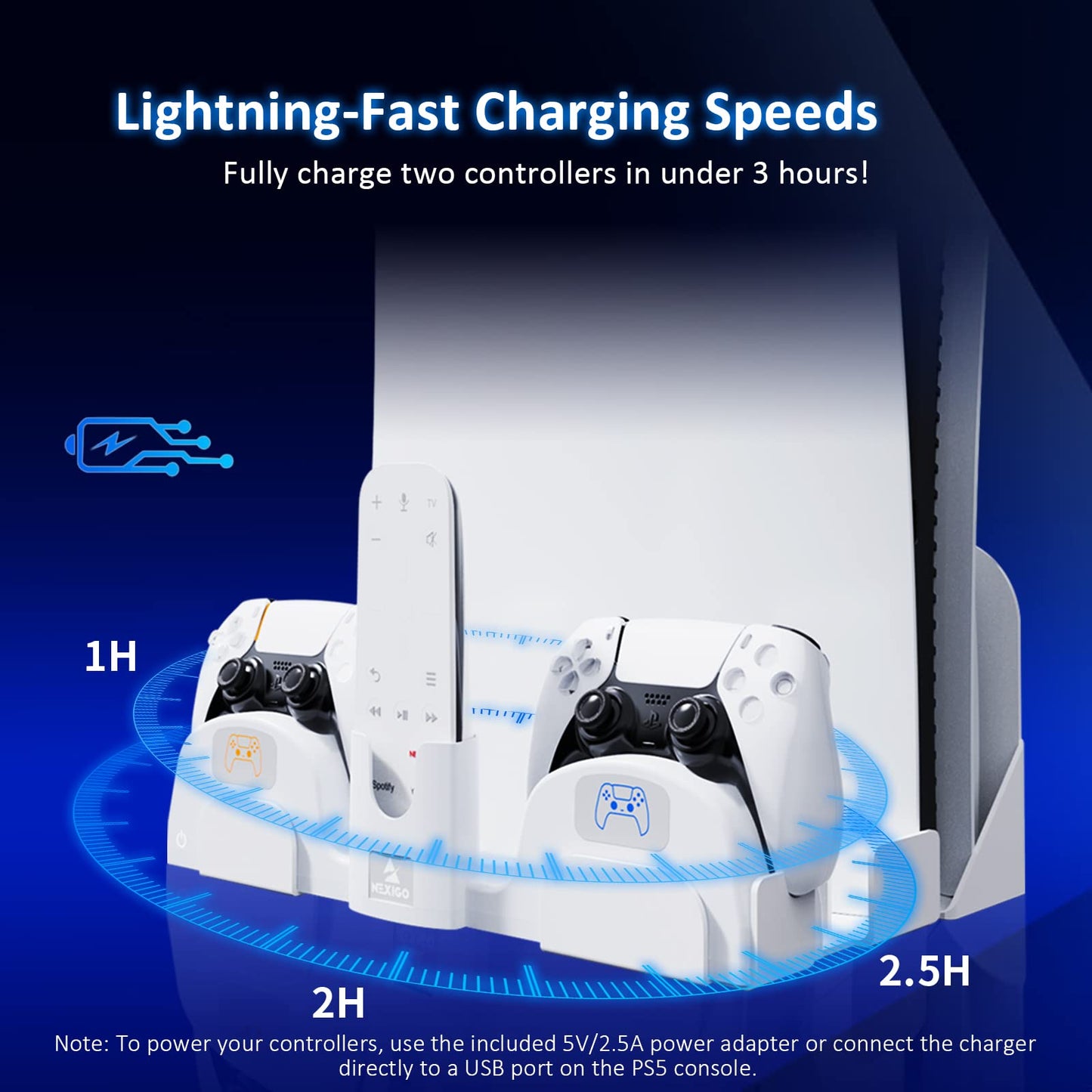 NexiGo PS5 Accessories Wall Mount with DualSense Charging Station, Stable Metal Wall Hanging Stand with LED Charging Indicator for PlayStation 5
