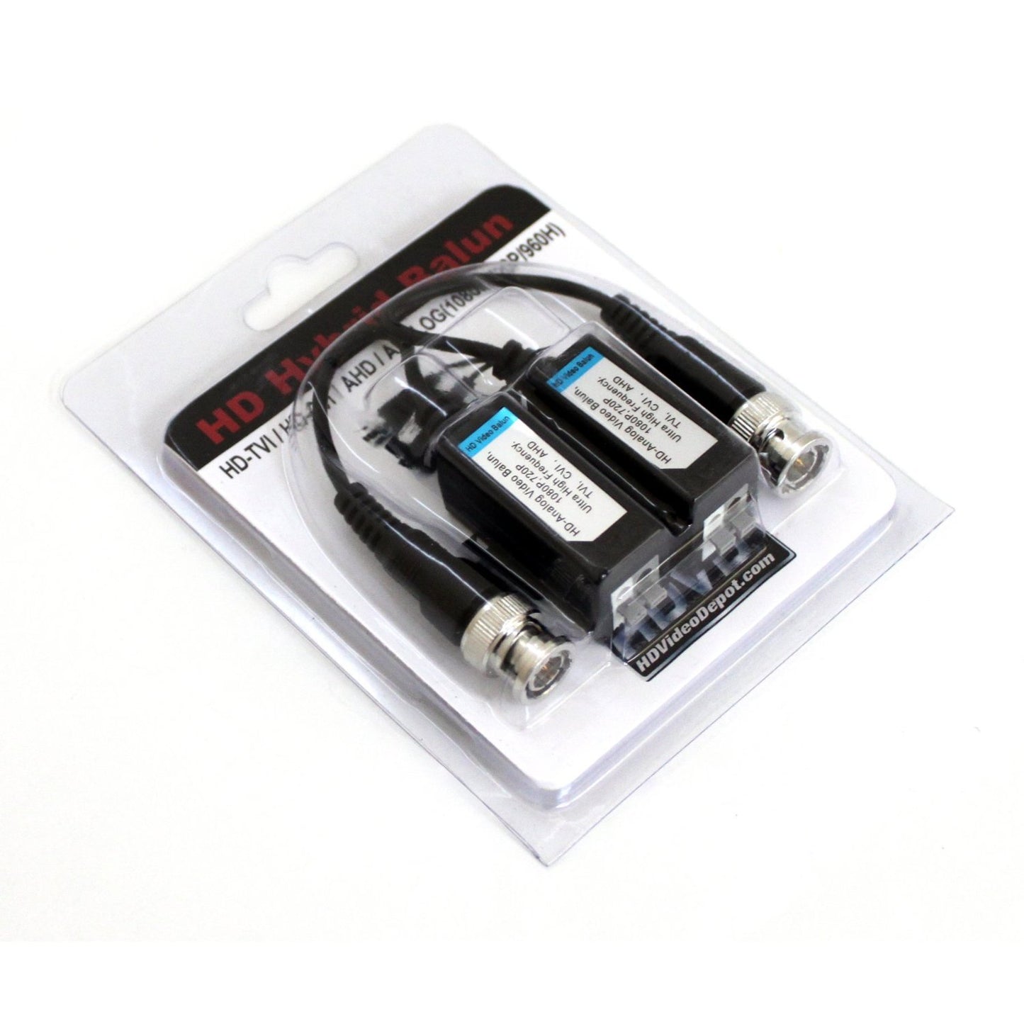 HDVD Surge-Protected 1 Pair HD-CVI/HD-TVI/AHD/Analog Hybrid Passive Balun - Video-only: Coax to Twisted Pair with Push-Pin Terminal