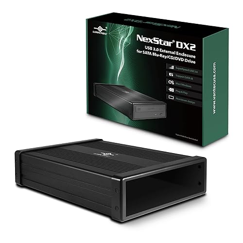 NexStar DX2 USB 3.0 External Enclosure, Design for 5.25" Blu-Ray/CD/DVD SATA Drive, 2nd Gen DX, Aluminum Alloy, fit Any Depth Optical Drive, TAA