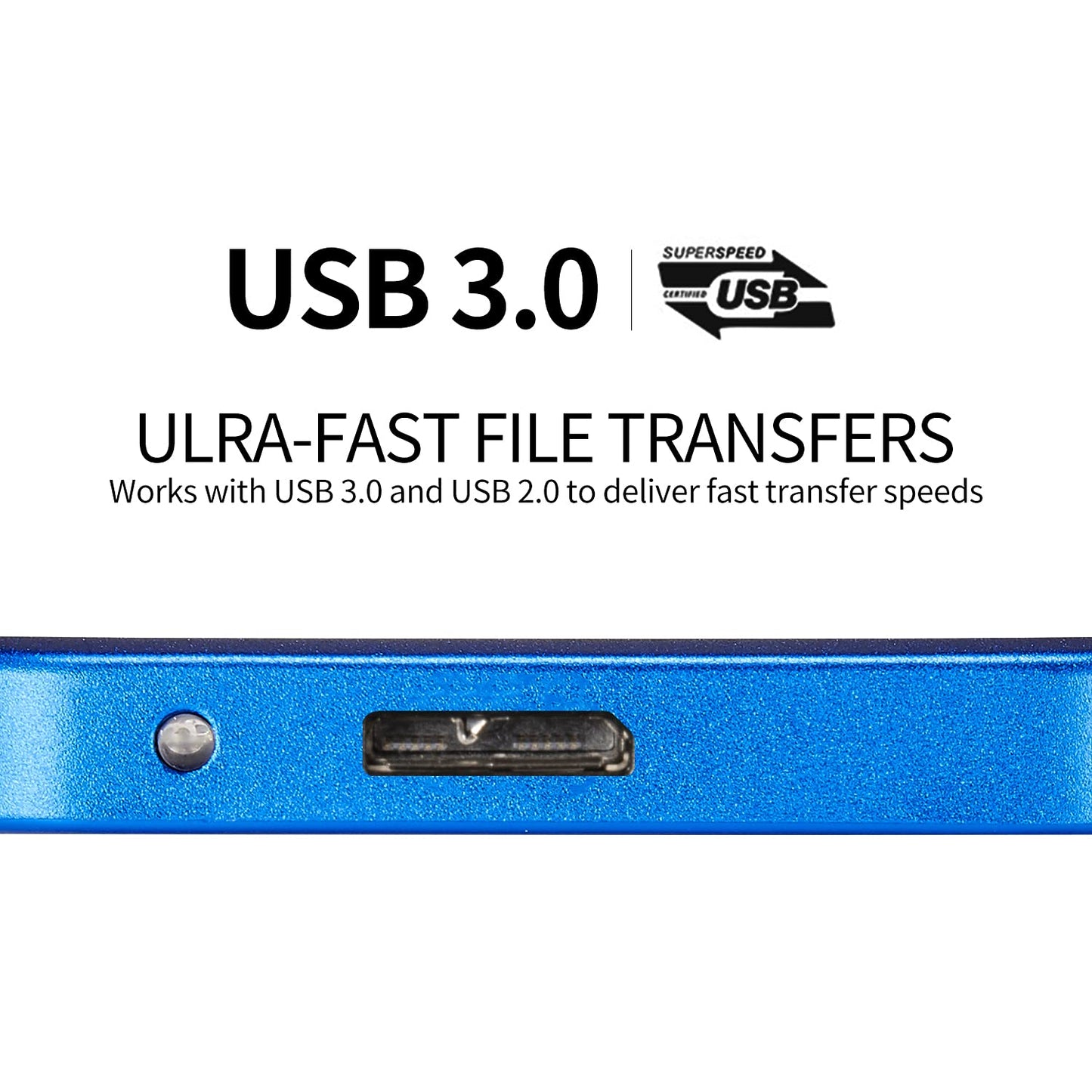 PANGQIE Portable SATA External Hard Drive HDD 500GB 1TB 2TB USB3.0 Ulra-Fast File Transfers for Windows, Mac and Linux (1TB, Blue)
