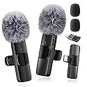 Professional Wireless Microphone for iPhone,iPad,Android, Lavalier Lapel Mic for Video Recording, Mini Mic Crystal Clear Recording with USB-C for