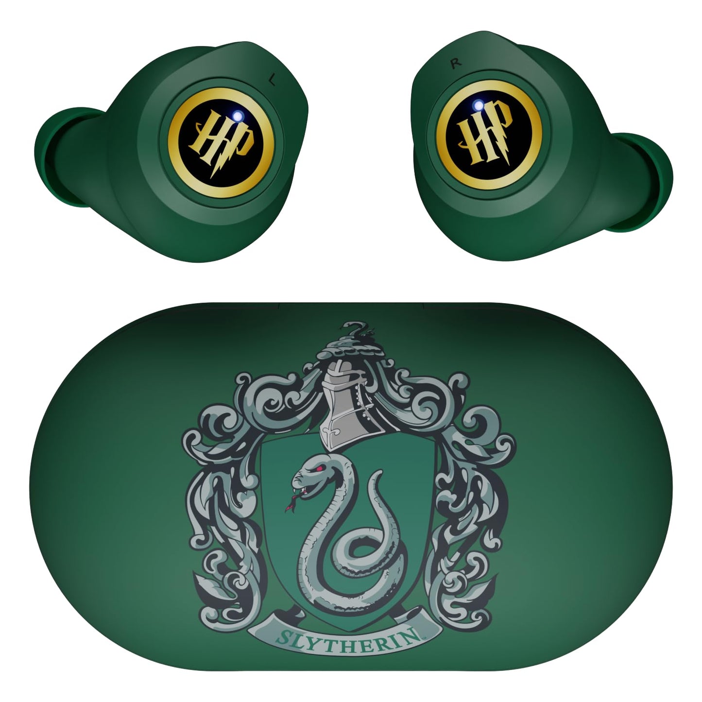 iJoy Harry Potter Slytherin Wireless Bluetooth Earbuds with Charging Case, Built-in Mic, 30 Hr Playtime, Officially Licensed | Harry Potter Gifts
