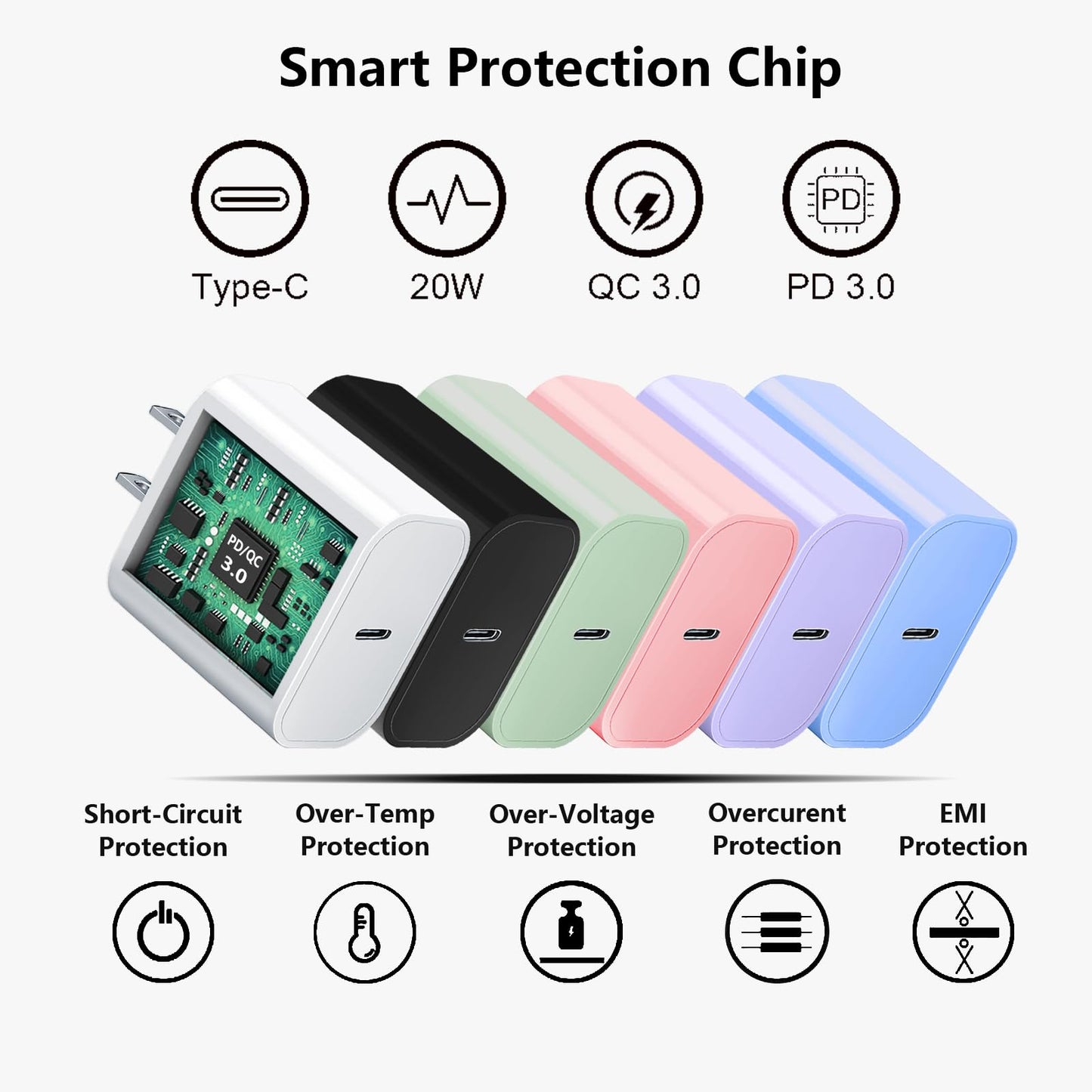 Fast USB-C Charger Block 20W for iPhone 17/16/15 Charger, Apple Watch/iWatch Series Ultra/11/10/9/8/7/6/SE/SE2/SE 3, Type-C PD Fast Charging USBC