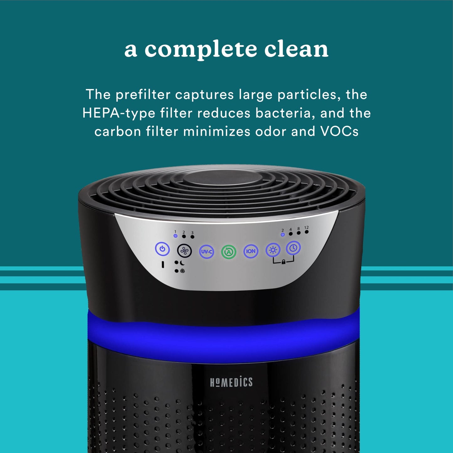 Homedics 5-in-1 UV-C Air Purifier - 360-Degree HEPA Filter for 1,593 Sq Ft, Extra Large Air Purifiers for Bedroom and Home, Essential Oil Pads