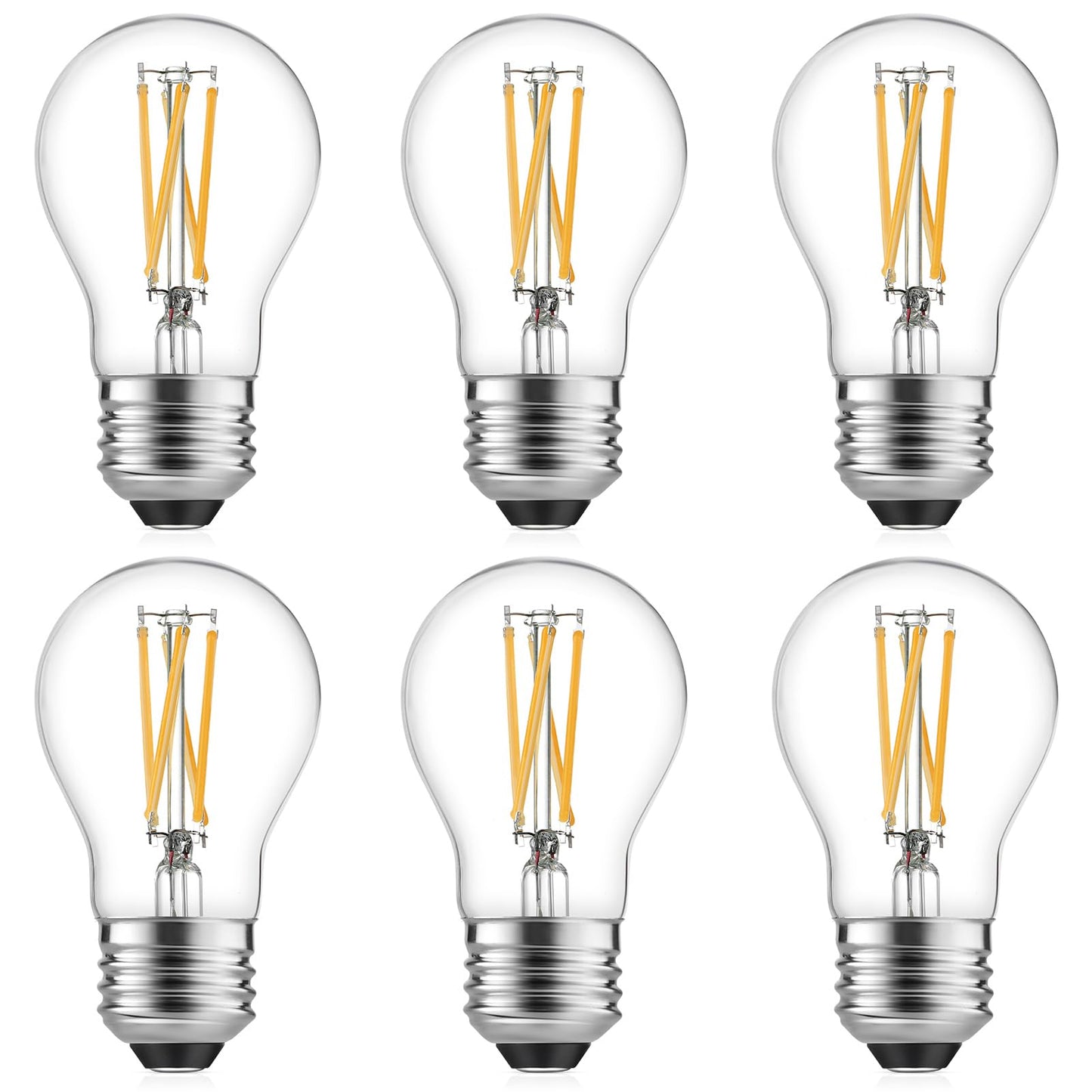Gozelux A15 LED Bulbs - Vintage Edison Bulbs, Dimmable, Clear Glass, E26 Medium Base, 6W (60W Equivalent), 2700K Warm White, 700LM, for Ceiling Fans