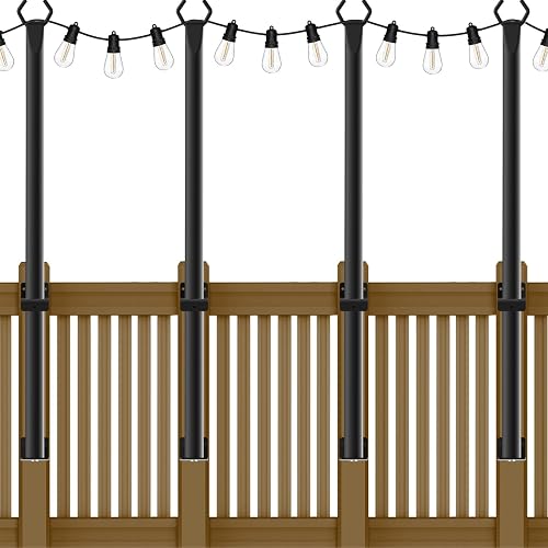 NUERPO 4 Pack String Light Poles,5Ft Metal Poles for Outdoor String Lights,Outdoor Light Poles with Post,Poles/Stand