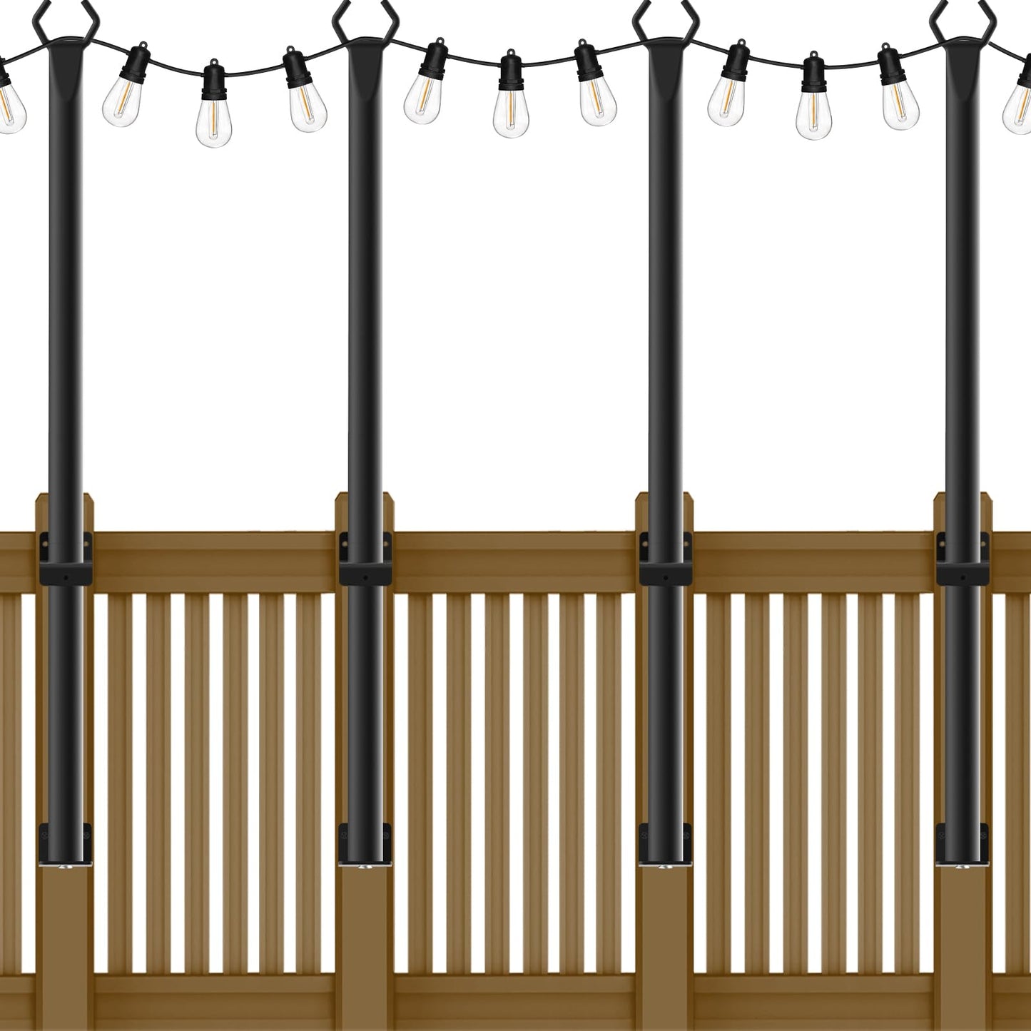 NUERPO 4 Pack String Light Poles,5Ft Metal Poles for Outdoor String Lights,Outdoor Light Poles with Post,Poles/Stand
