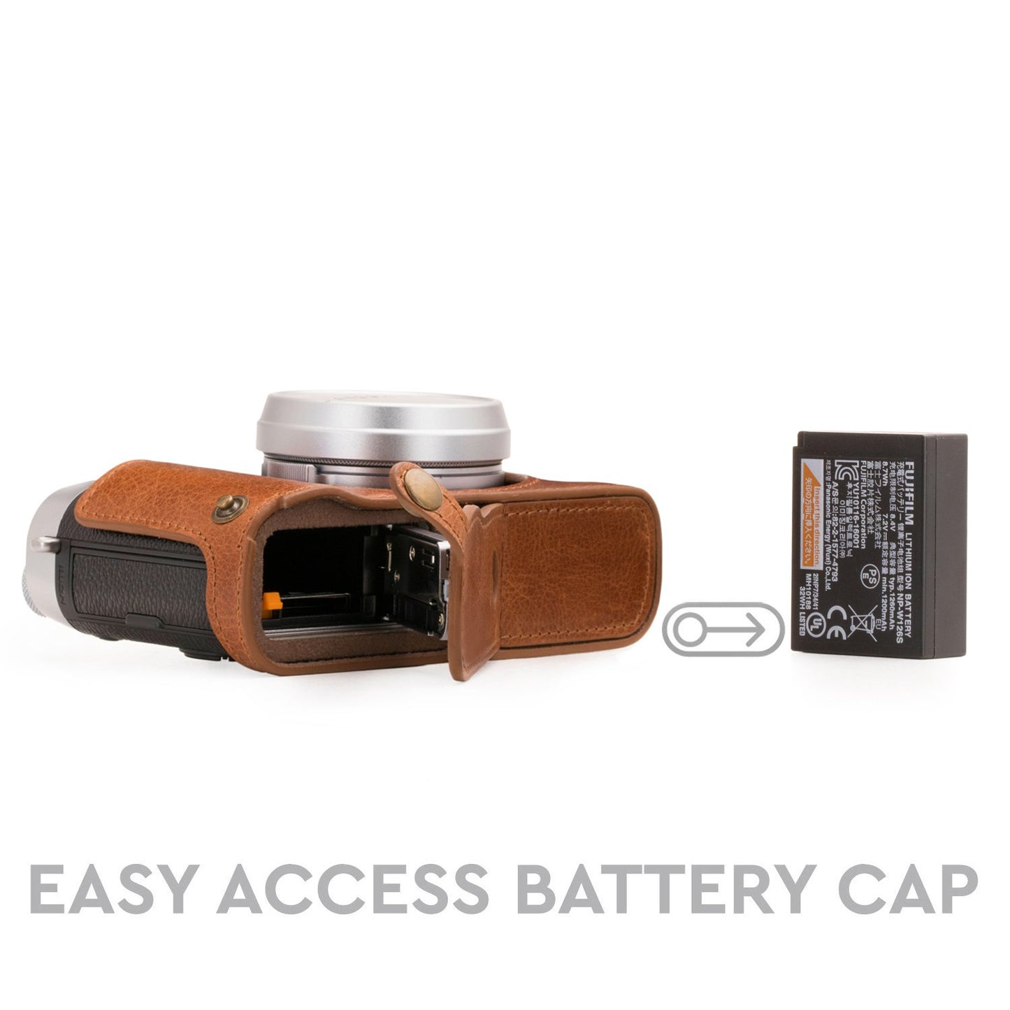 Megagear Fujifilm X100F Ever Ready Genuine Leather Camera Half Case And Strap, With Battery Access - Brown - MG1282
