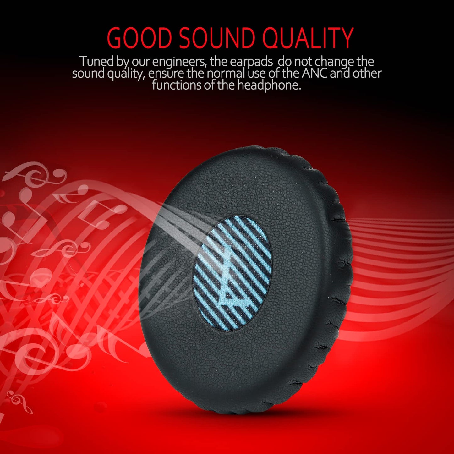 Krone Kalpasmos Bose OE2 Replacement Ear Pads - Soft Leather & Memory Foam, Fits Bose Over-Ear 2 (OE2, OE2i) - Blue Scrim, Black