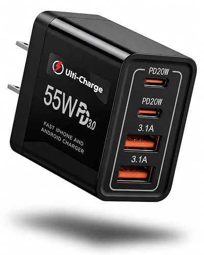 Ulti Charger 4 Ports with Quick USBC Charger Boltz Pro Lightning Fast Charging Block for Smart Phones, Tablets, Devices with Multiple Ports | Wall