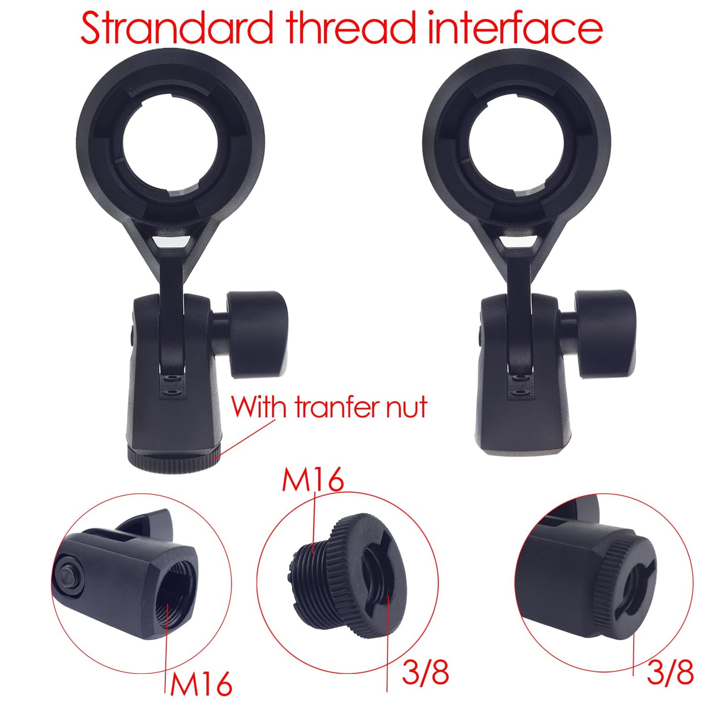 HLGHLG Short Video Mic Clip, 270° Rotatable Microphone Holder with 3/8" Conversion Nut, Shockproof Stand Adapter for 0.9-inch (22mm) Condenser Mics