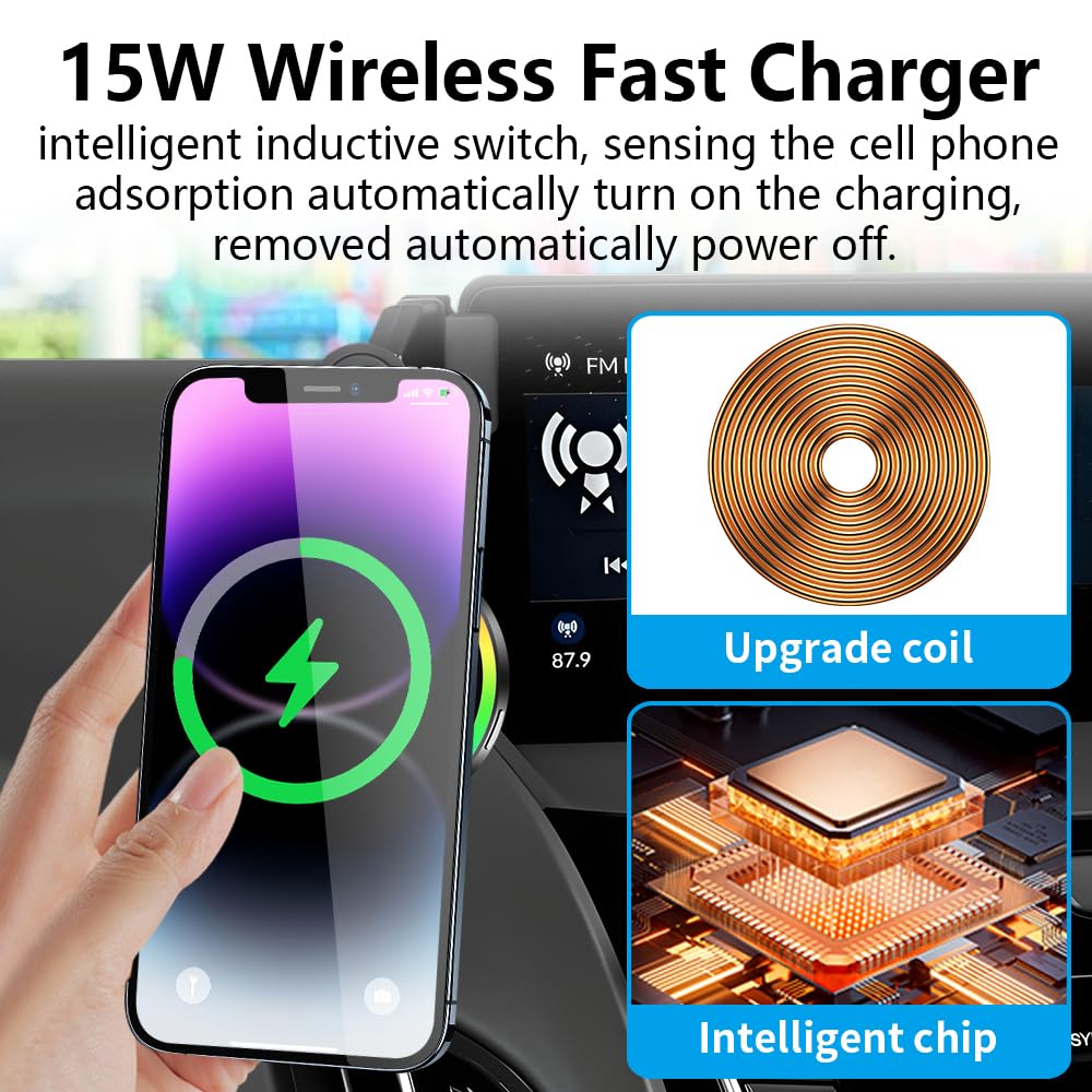 LUNQIN Car Magnetic Phone Mount for Acura RDX 2019 2020 2021 2022 2023 2024 2025 2026 Auto Interior Accessories Best Cellphone Holder Fast 15W